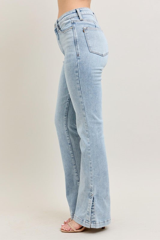 Judy Blue Full Size Tummy Control Vintage Wash Side Slit Slim Boot Jeans Plus Size Light / 14W Light / 16W Light / 18W Light / 14W-Light / 16W-Light / 18W-Light / 20W-Light / 22W-Light / 24W-Light / 0(24)-Light / 1(25)-Light / 3(26)-Light / 5(27)-Light / 7(28)-Light / 9(29)-Light / 11(30)-Light / 13(31)-Light / 15(32)-