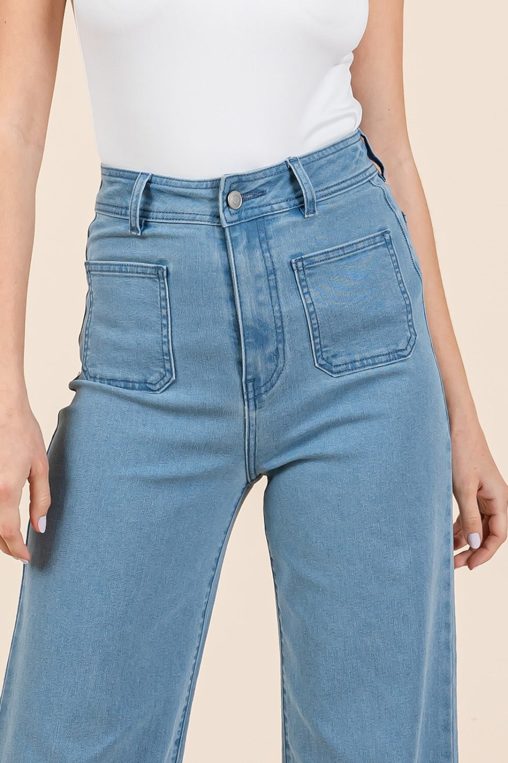 Mittoshop High Waist Wide Leg Jeans Denim / S Denim / M