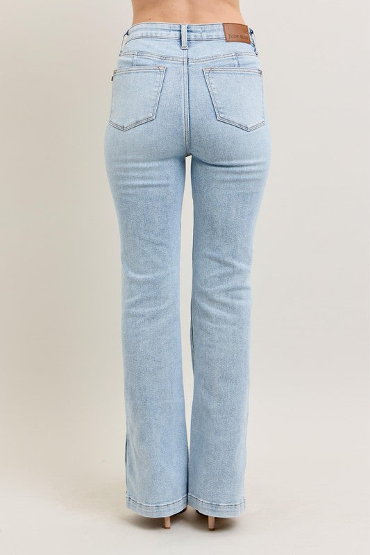 Judy Blue Full Size Tummy Control Vintage Wash Side Slit Slim Boot Jeans Plus Size Light / 14W Light / 16W Light / 18W Light / 14W-Light / 16W-Light / 18W-Light / 20W-Light / 22W-Light / 24W-Light / 0(24)-Light / 1(25)-Light / 3(26)-Light / 5(27)-Light / 7(28)-Light / 9(29)-Light / 11(30)-Light / 13(31)-Light / 15(32)-