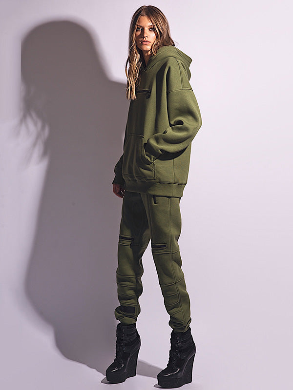 Chic High-Waisted Zippered Sports Pants for Effortless Style and Comfort ARMY GREEN / S ARMY GREEN / M ARMY GREEN / L ARMY GREEN / S-ARMY GREEN / M-ARMY GREEN / L-ARMY GREEN / XL-