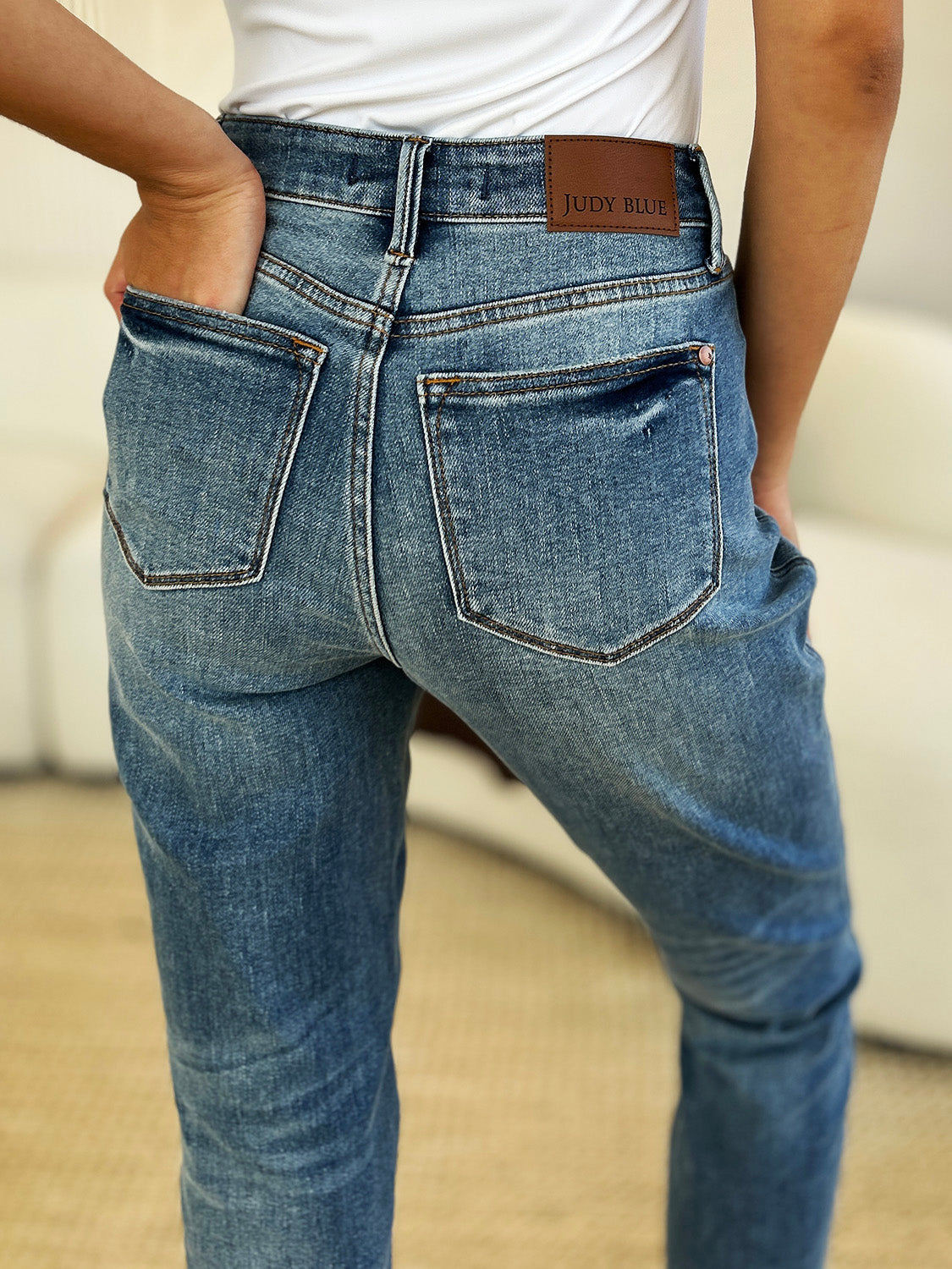 Judy Blue Full Size Mid Rise Rigid Magic Release Hem Jeans Medium / 0/24 Medium / 1/25