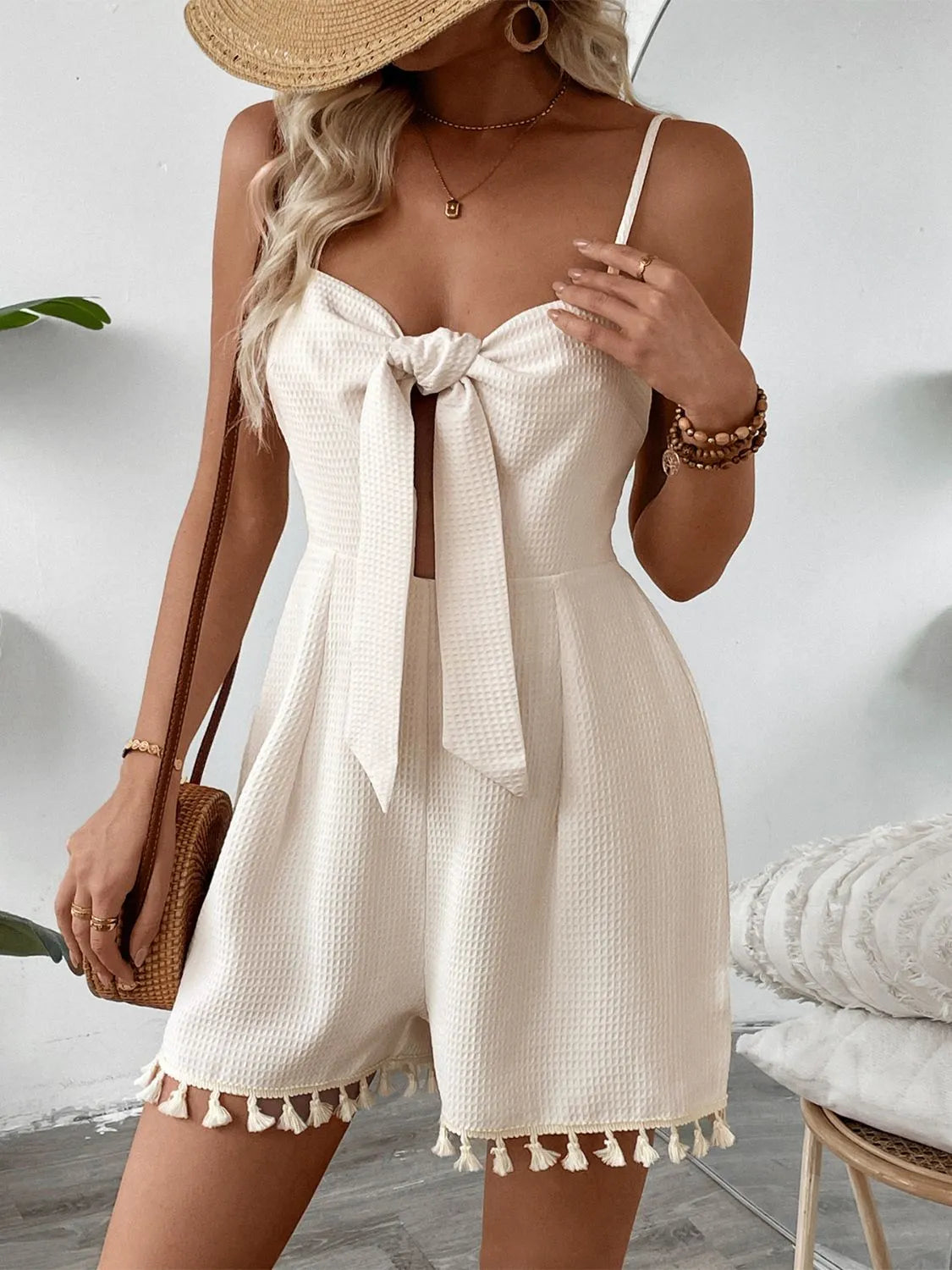 Sweetheart Neck Spaghetti Strap Romper Beige / S Beige / M Beige / L Beige / S-Beige / M-Beige / L-Beige / XL-