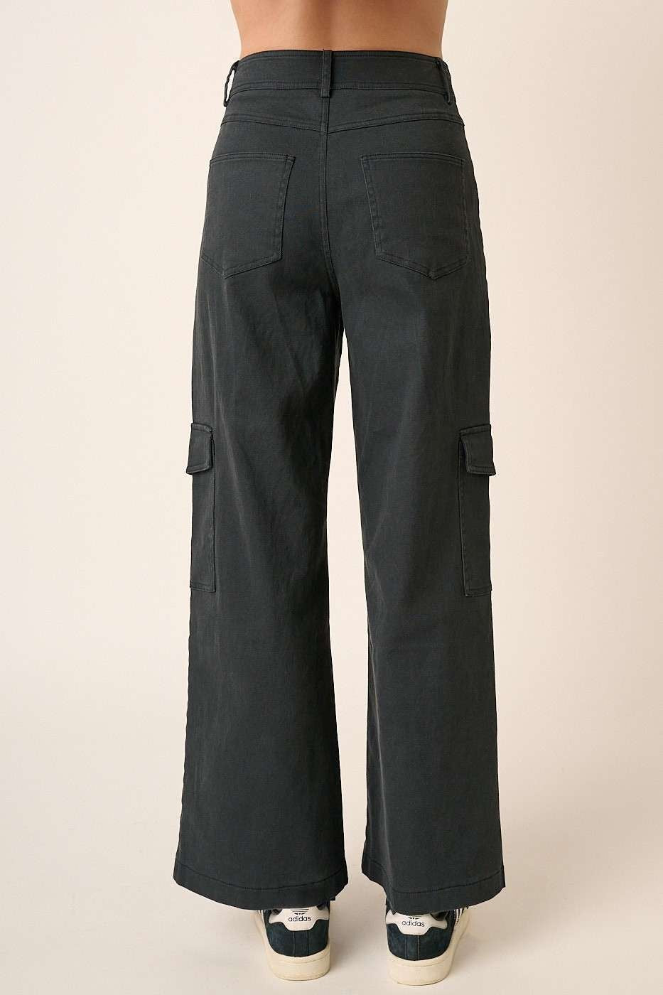 Mittoshop Wide Leg High Waist Pants with Cargo Pockets Black / S Black / M