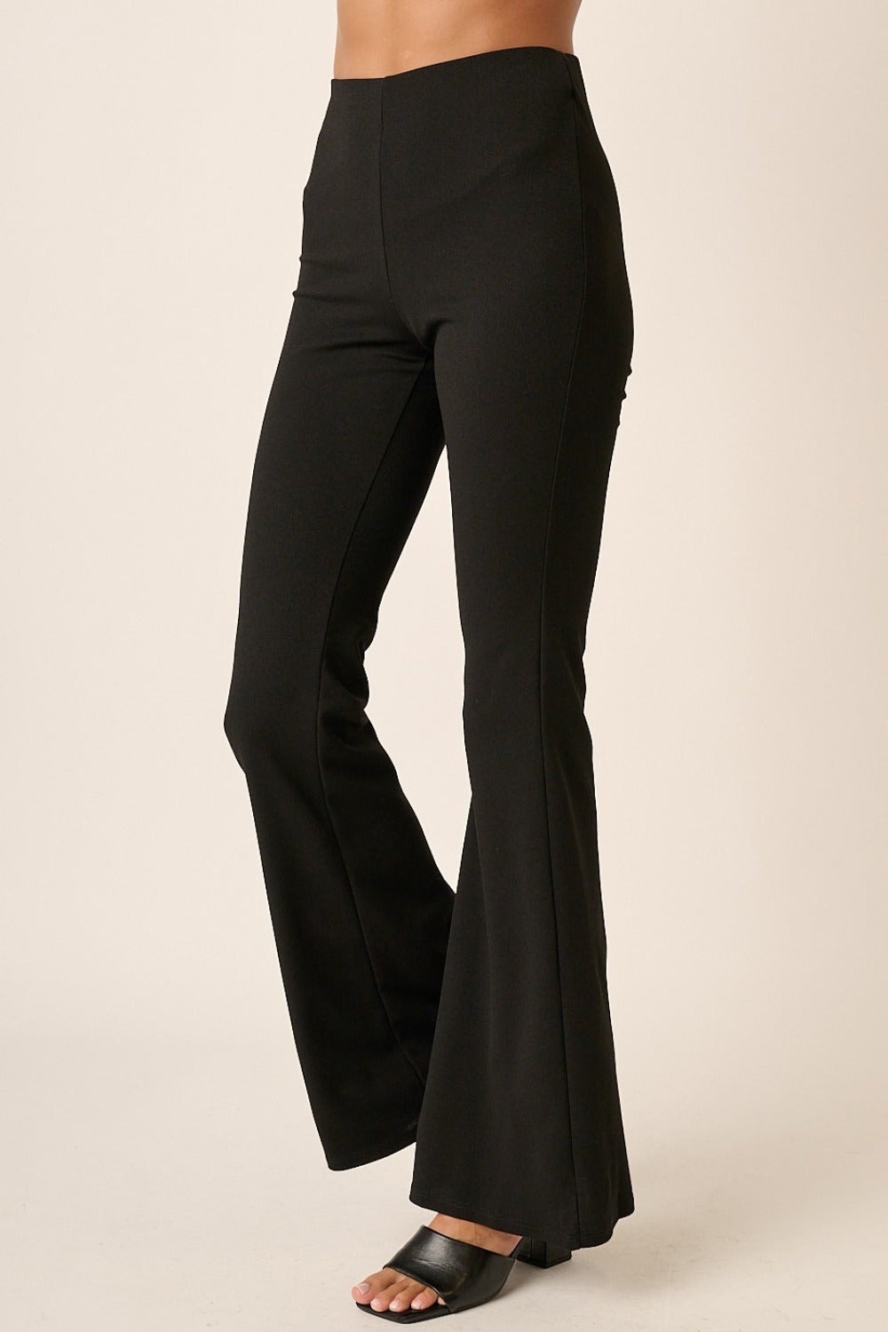 Mittoshop Crepe Knit Elastic Waist Flare Leg Pants Black / S Black / M