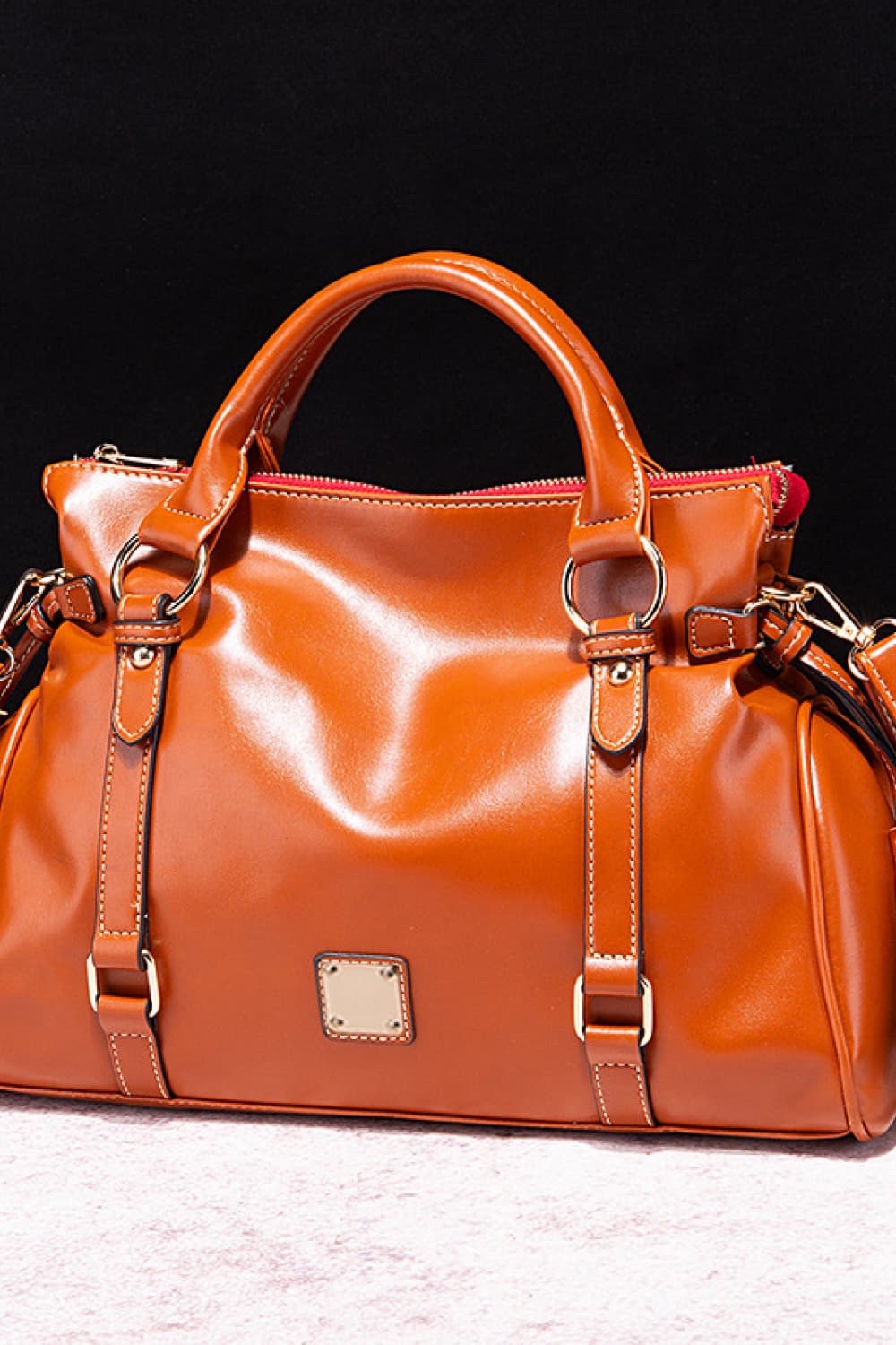 PU Leather Handbag with Tassels Caramel / One Size Blue Purple / One Size