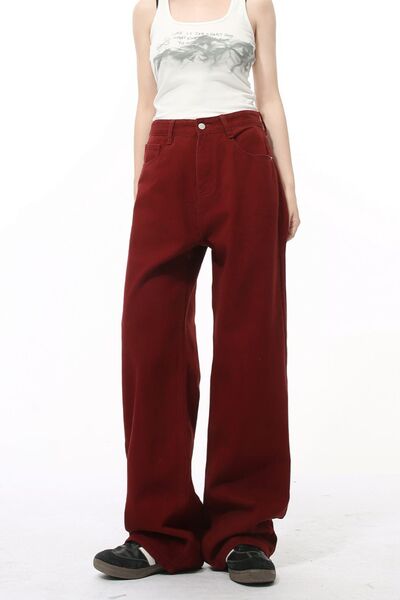 Pocketed Wide Leg Men's Jeans Khaki / S Brown / M Khaki / M Khaki / S-Brown / M-Khaki / M-Brown / L-Black / S-Beige / L-Burgundy / XL-Black / L-Burgundy / M-Beige / XL-Burgundy / L-Burgundy / S-Khaki / XL-Brown / XL-Beige / M-Brown / S-Black / XL-Khaki / L-Beige / S-Black / M-