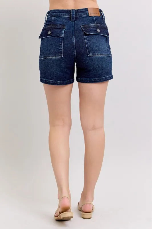 Judy Blue High Waist Back Flap Pocket Denim Shorts MD / S MD / M MD / L MD / S-MD / M-MD / L-MD / 3XL-MD / 1XL-MD / 2XL-
