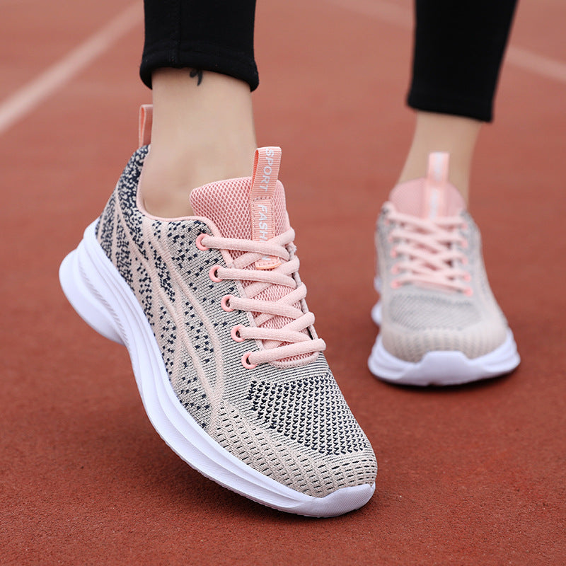 Breathable Mesh Lace Up Athletic Pale Blush