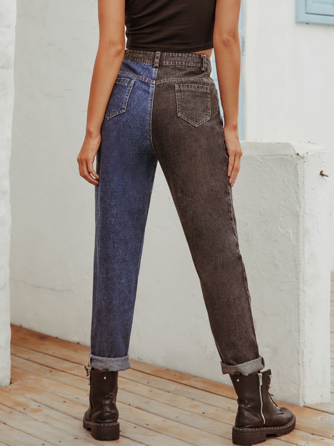 Two Tone Straight Leg Jeans Medium / XS Medium / S Medium / M Medium / XS-Medium / S-Medium / M-