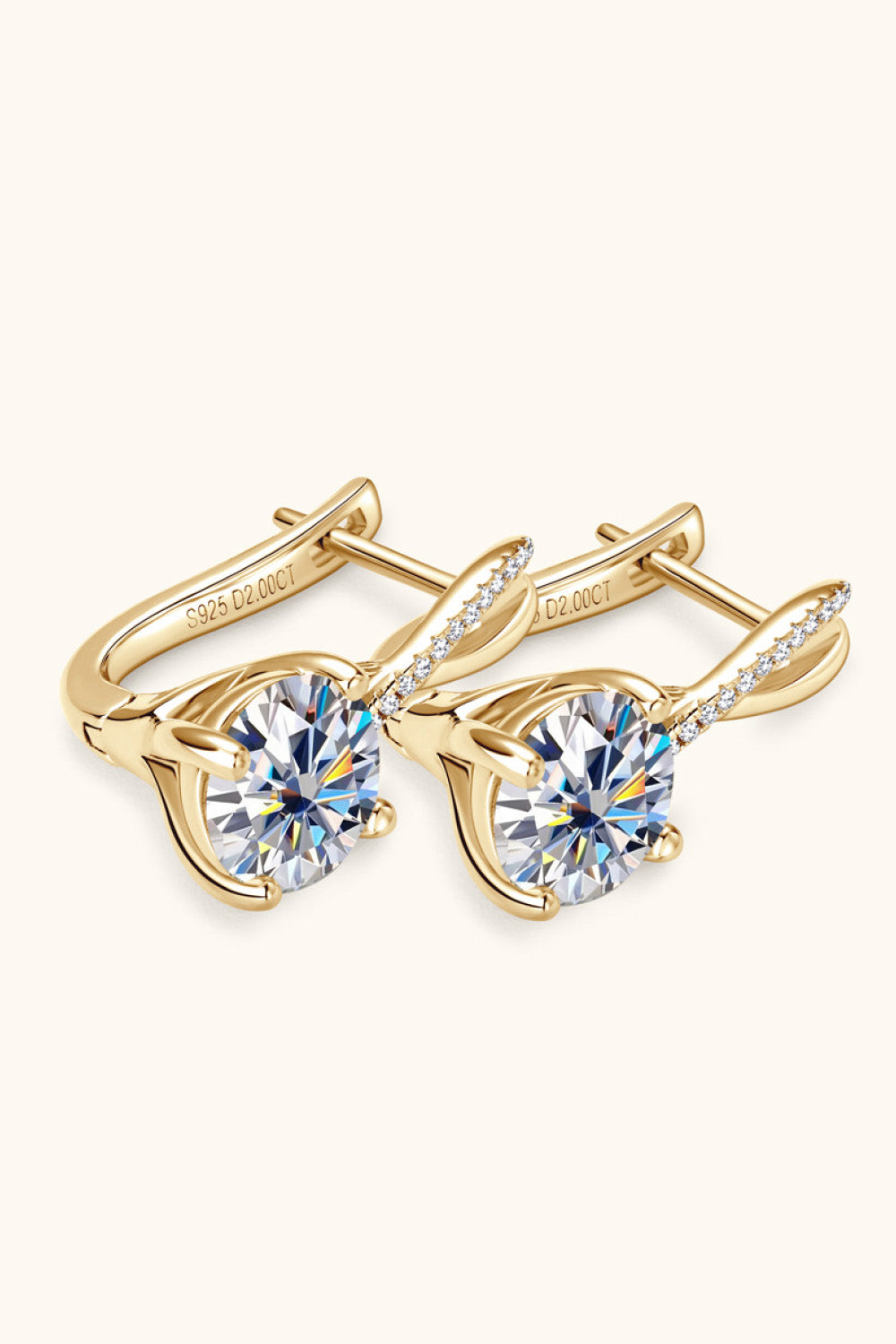 4 Carat Moissanite 925 Sterling Silver Earrings Gold / One Size Silver / One Size Gold / One Size-Silver / One Size-