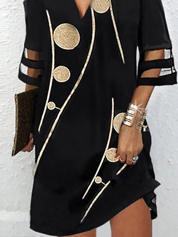 Chic Polka Dot Cold Shoulder Mini Dress with Hollow Mesh Design BLACK / S BLACK / M BLACK / L BLACK / S-BLACK / M-BLACK / L-BLACK / XL-BLACK / 2XL-BLACK / 3XL-