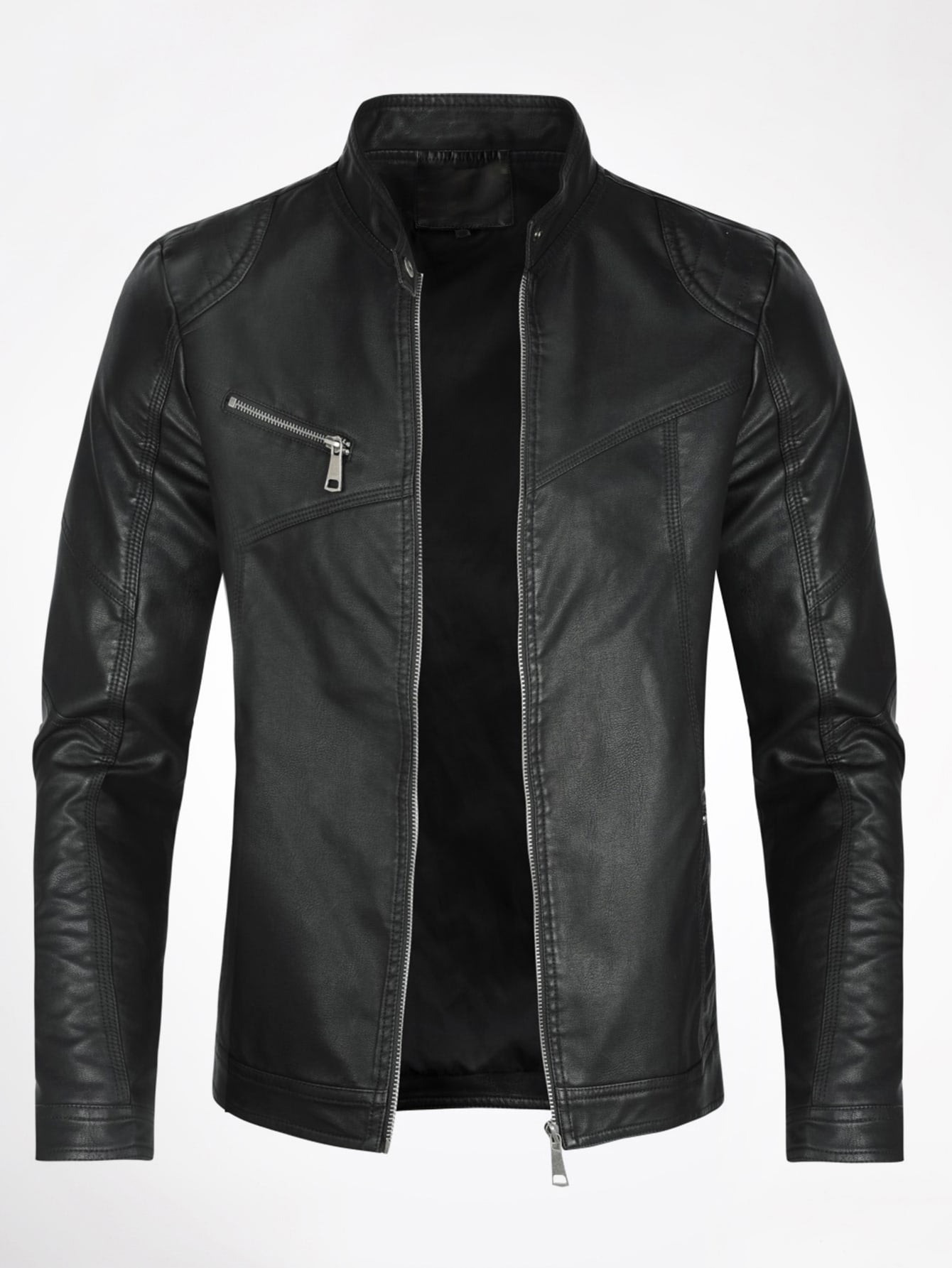 Trendy Men's Cloudstyle Zip-Up Patent Jacket – Bold & Sleek Outerwear