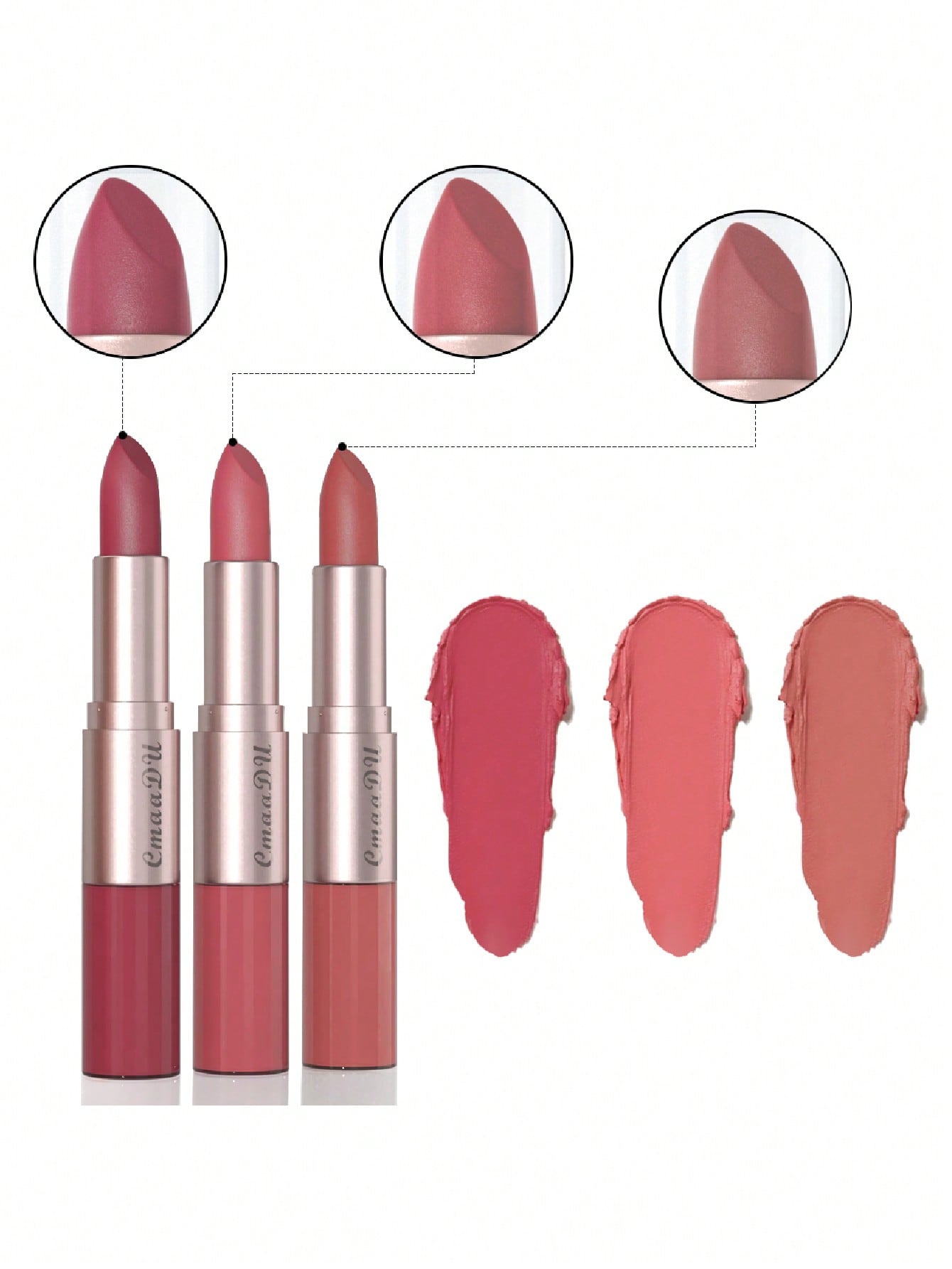 Long-Lasting Lip Gloss Set: 3 Double-Ended Matte & Waterproof Lipsticks for Flawless Lips Default Title Default Title-