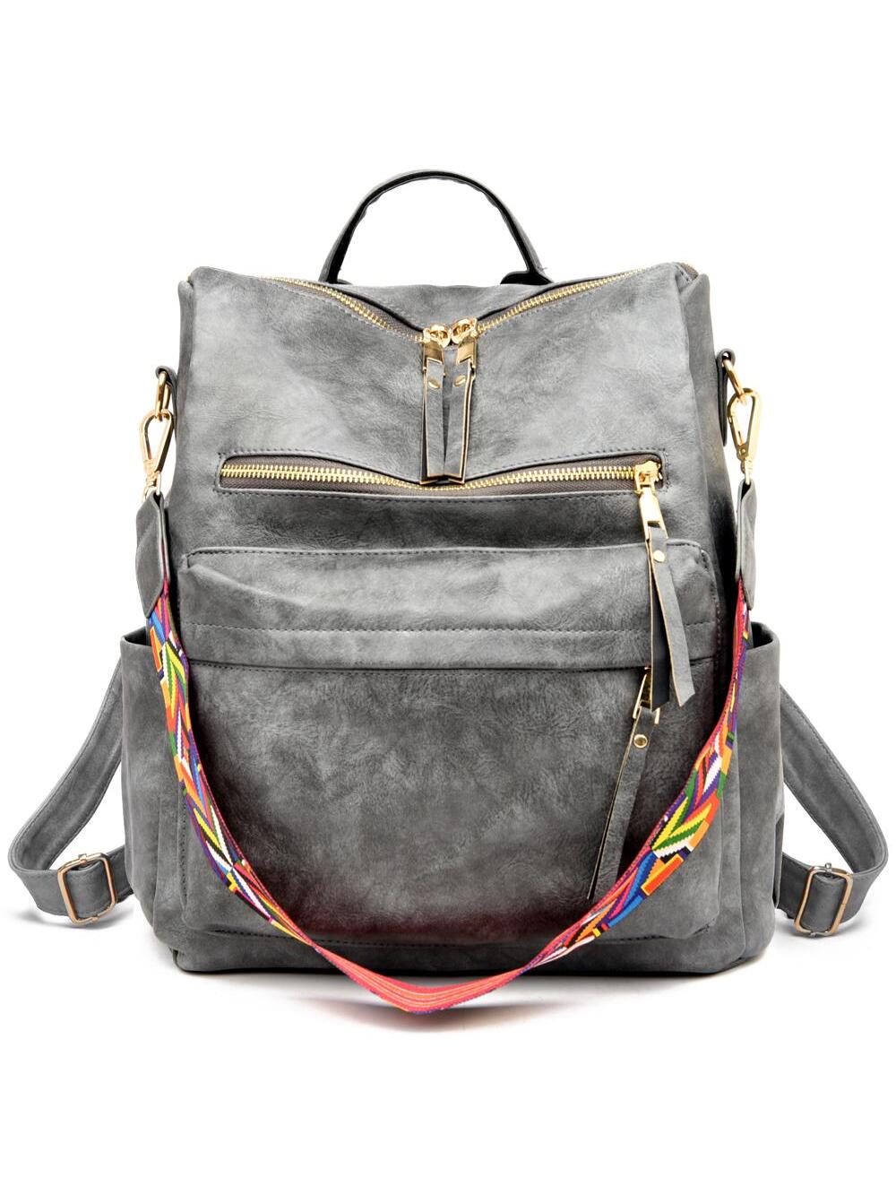 Versatile Chic: Women's Convertible PU Leather Backpack & Handbag Olive Green / one-size Beige / one-size