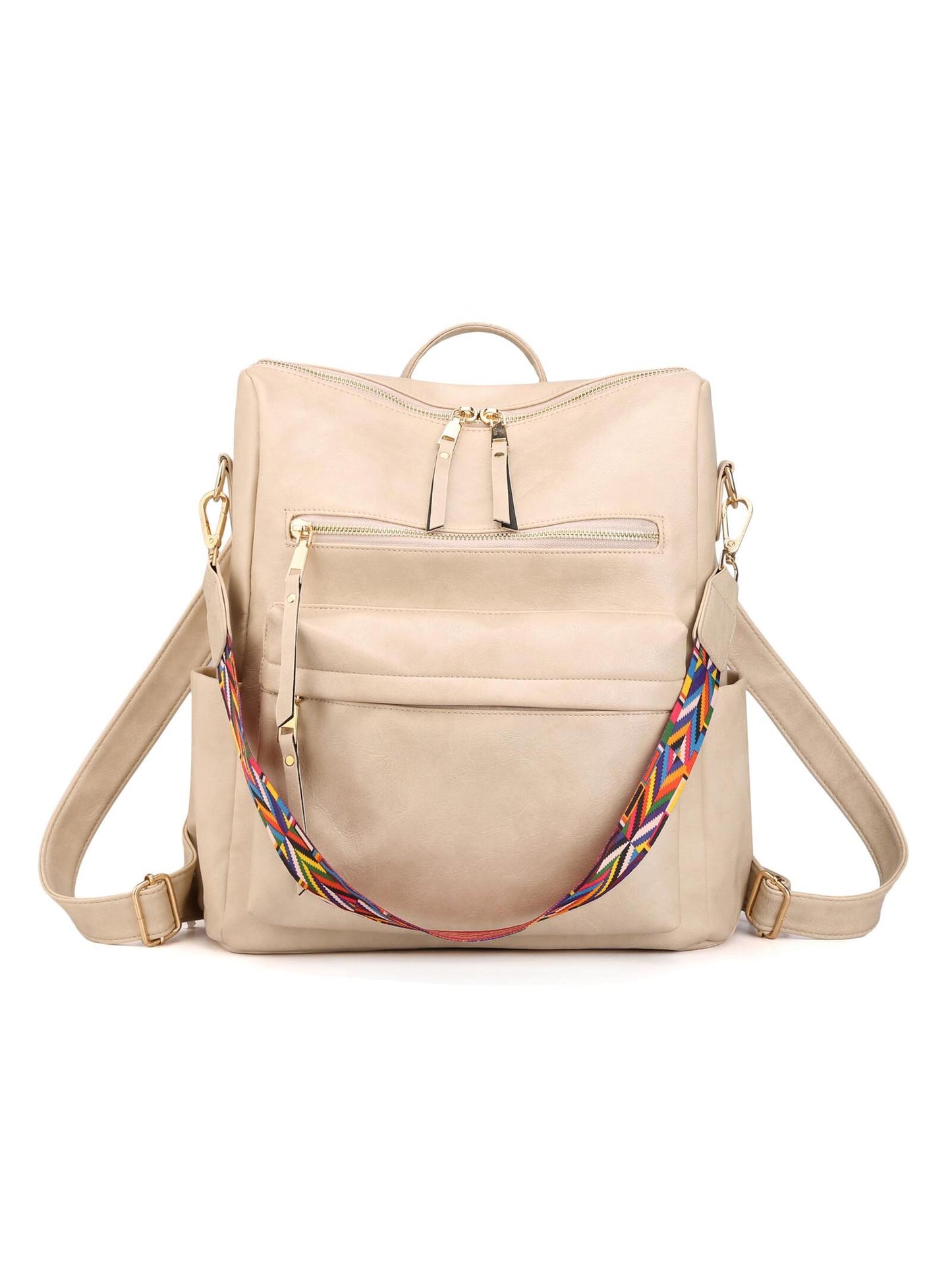Versatile Chic: Women's Convertible PU Leather Backpack & Handbag Olive Green / one-size Beige / one-size