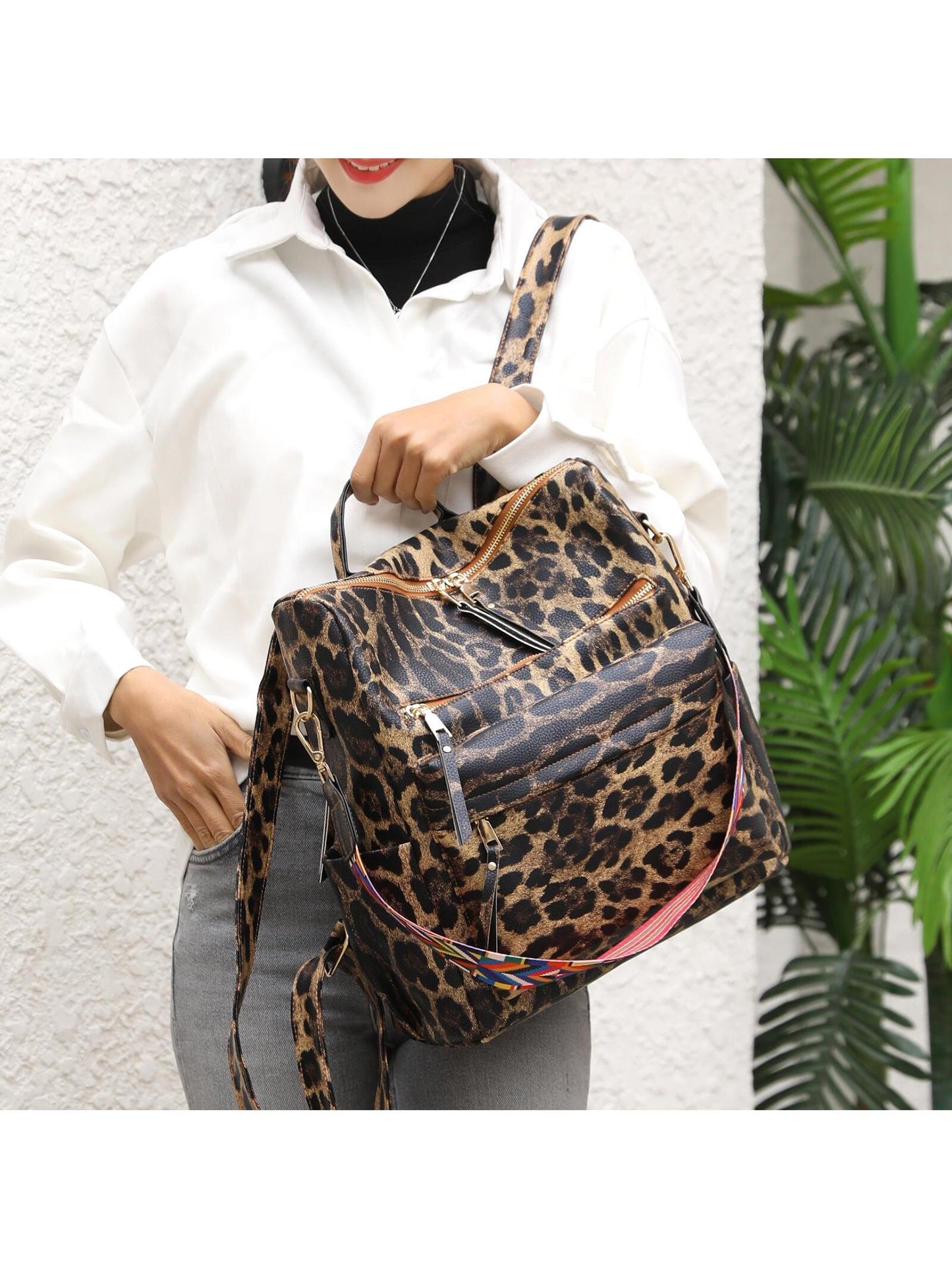 Versatile Chic: Women's Convertible PU Leather Backpack & Handbag Olive Green / one-size Beige / one-size