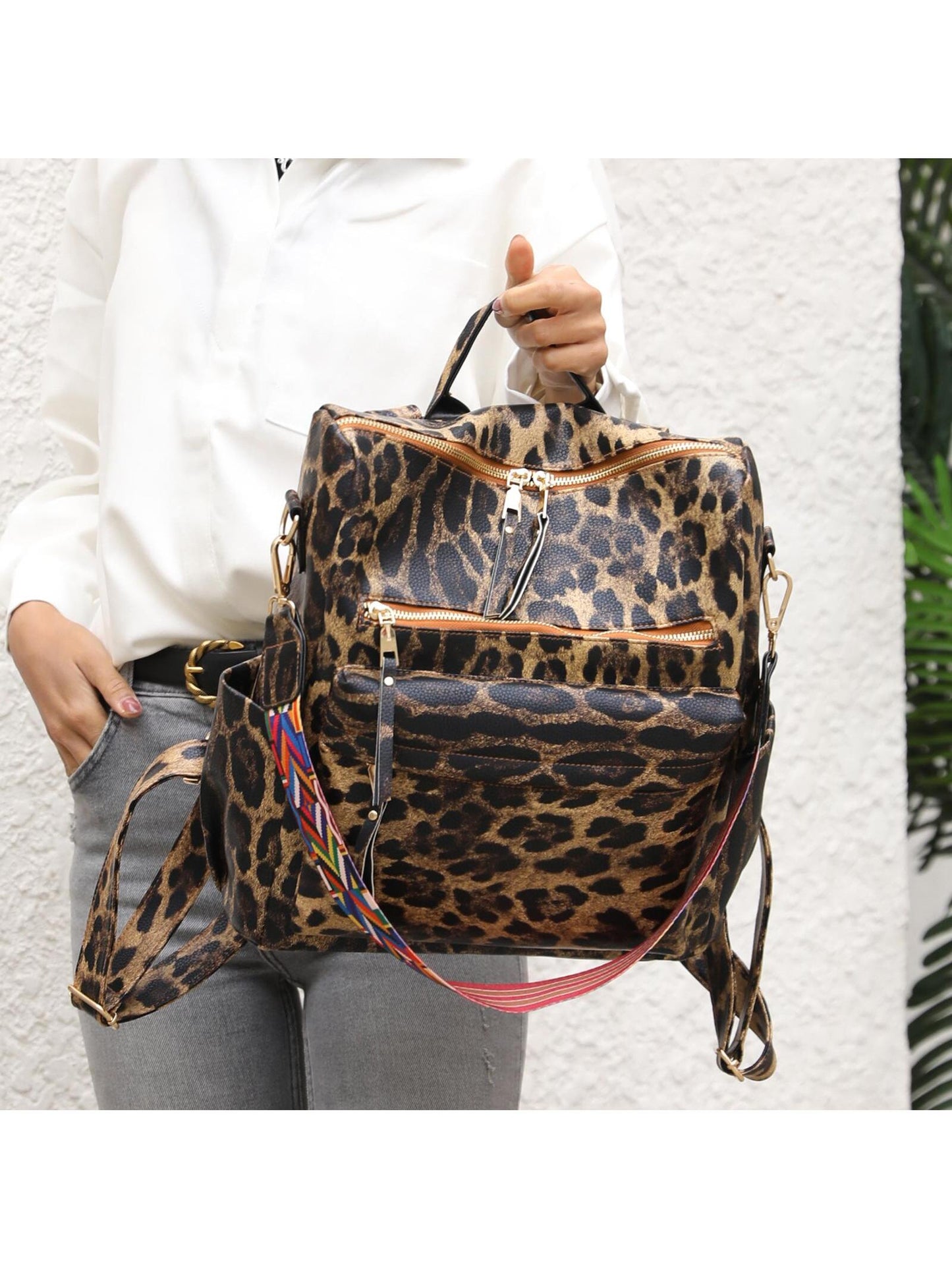 Versatile Chic: Women's Convertible PU Leather Backpack & Handbag Olive Green / one-size Beige / one-size