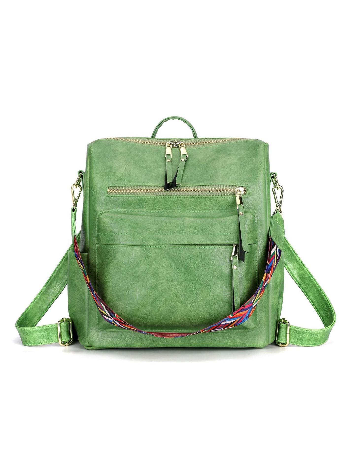 Versatile Chic: Women's Convertible PU Leather Backpack & Handbag Olive Green / one-size Beige / one-size