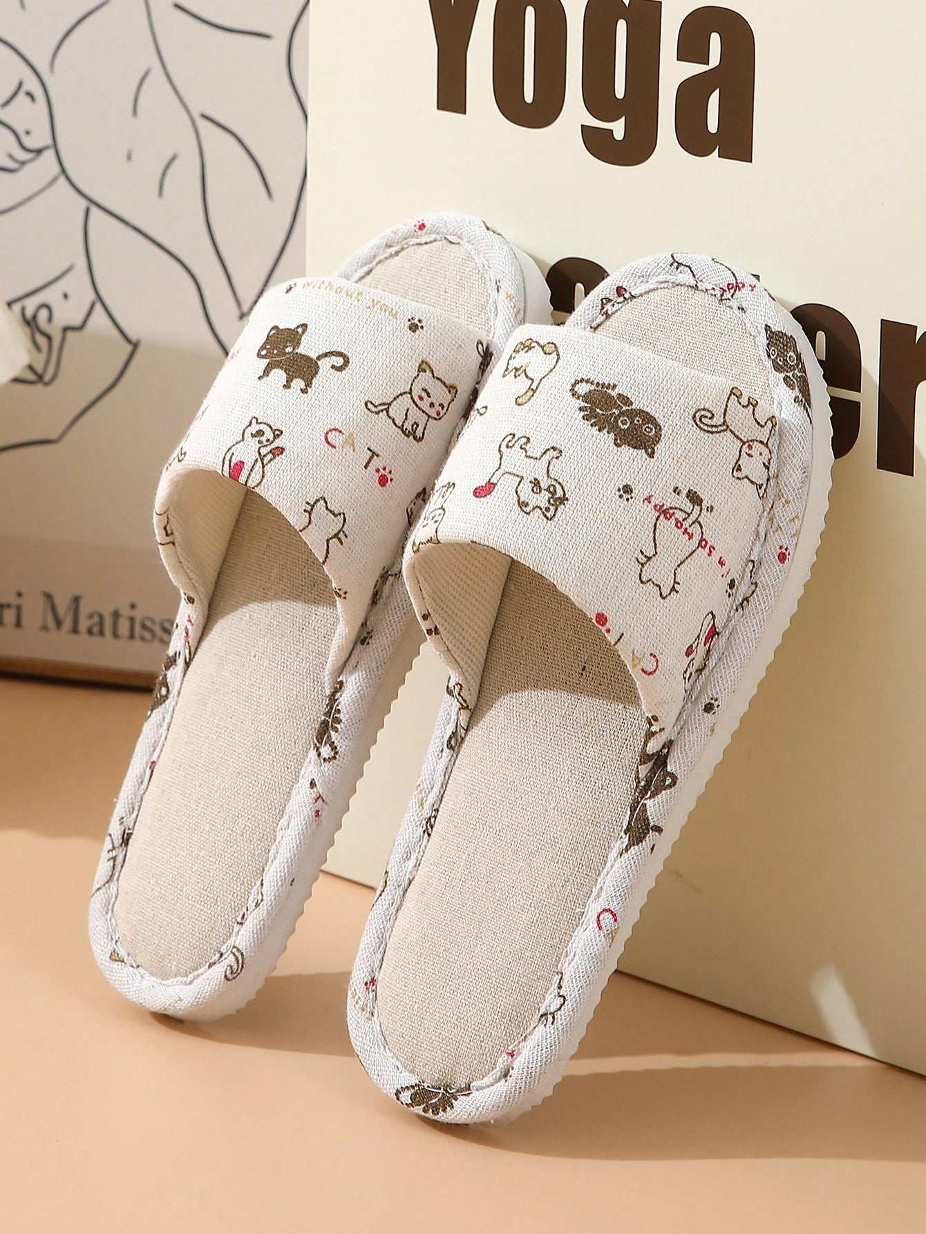 Cozy Cat Letter Graphic Slippers - Stylish Non-Slip Indoor Comfort for Cat Lovers CN36-37 CN38-39 CN40-41 CN36-37-CN38-39-CN40-41-