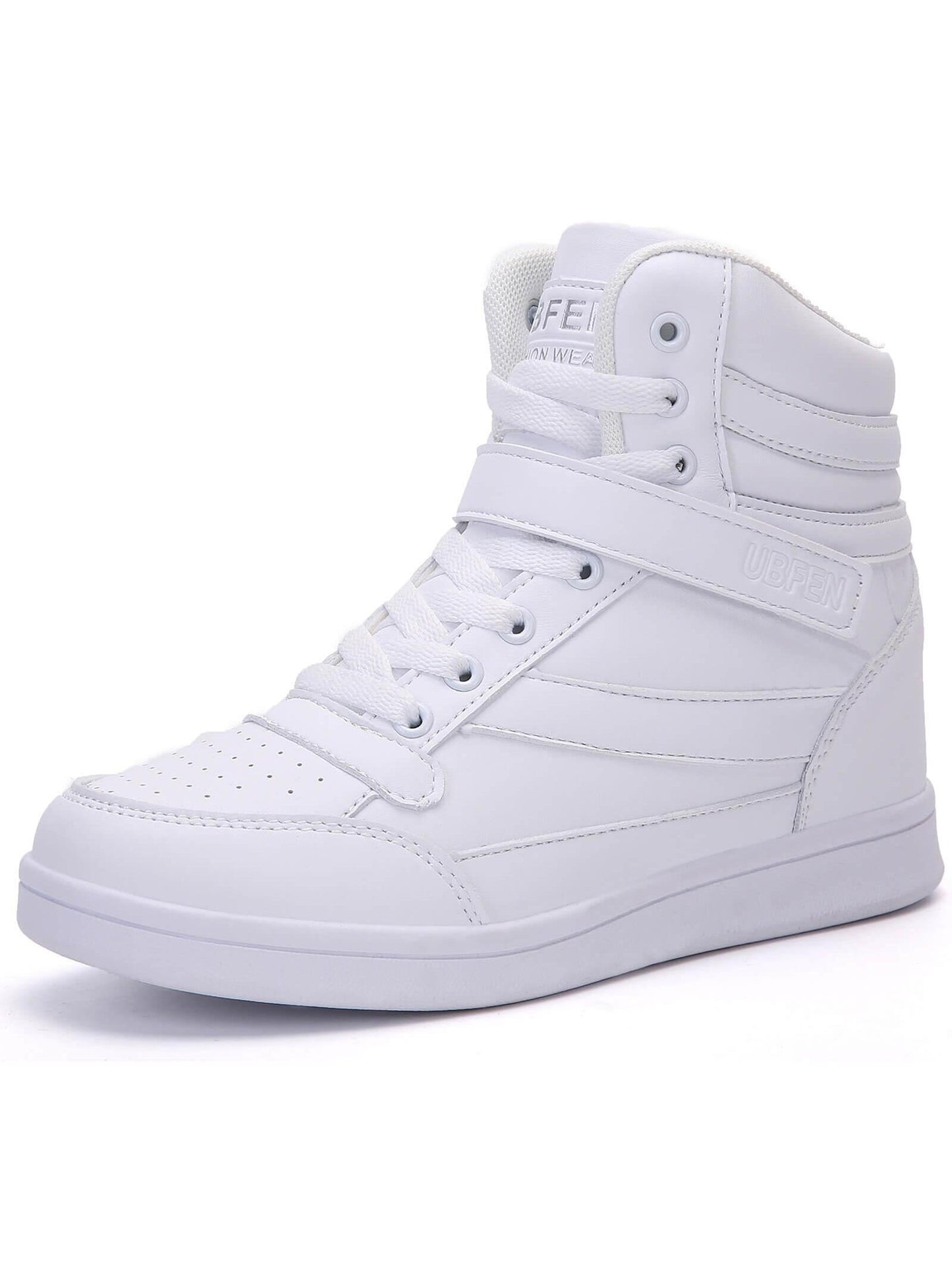 Women's Hidden Wedge Fashion Sneakers with Platform Heel White