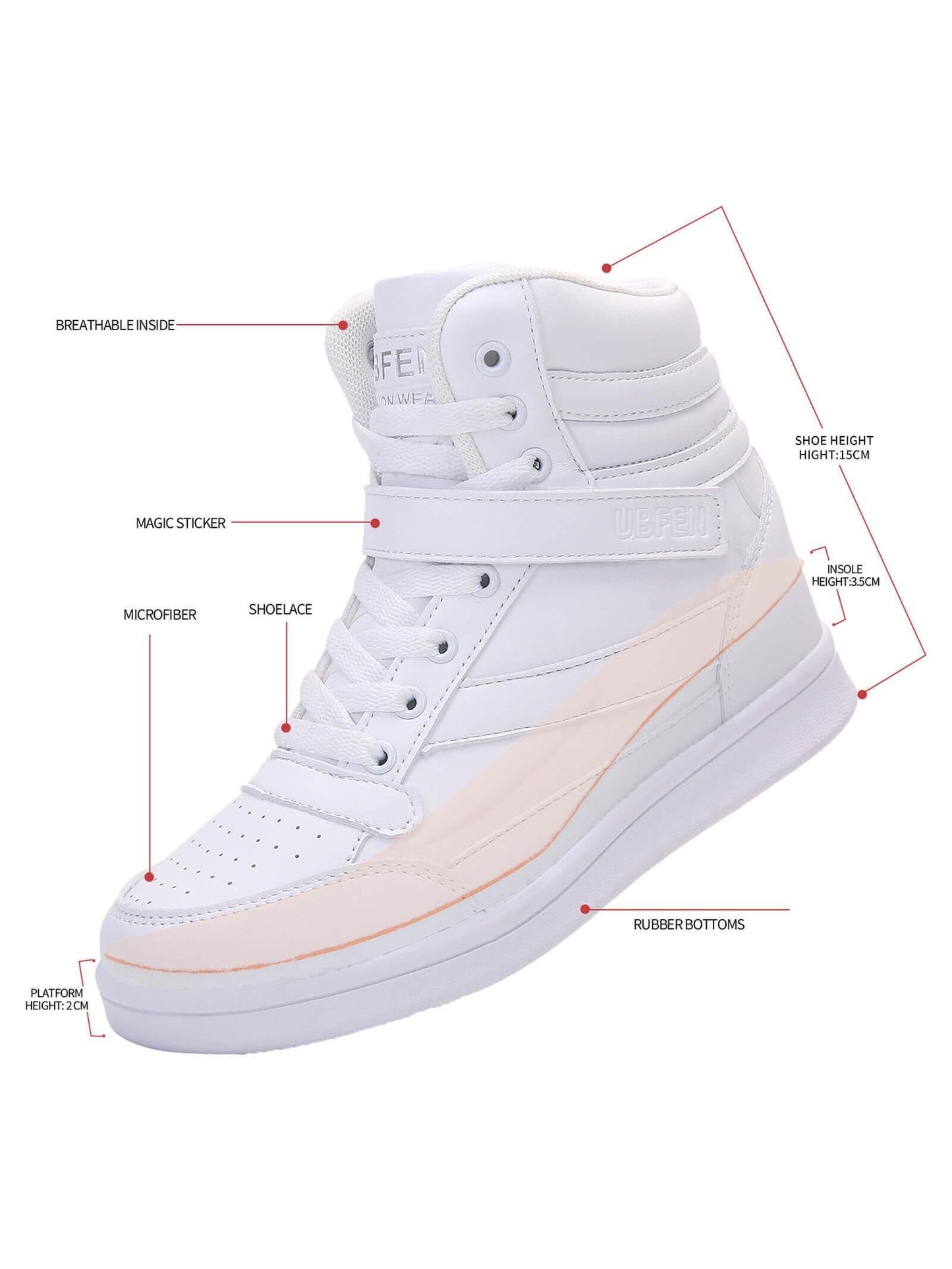 Women's Hidden Wedge Fashion Sneakers with Platform Heel