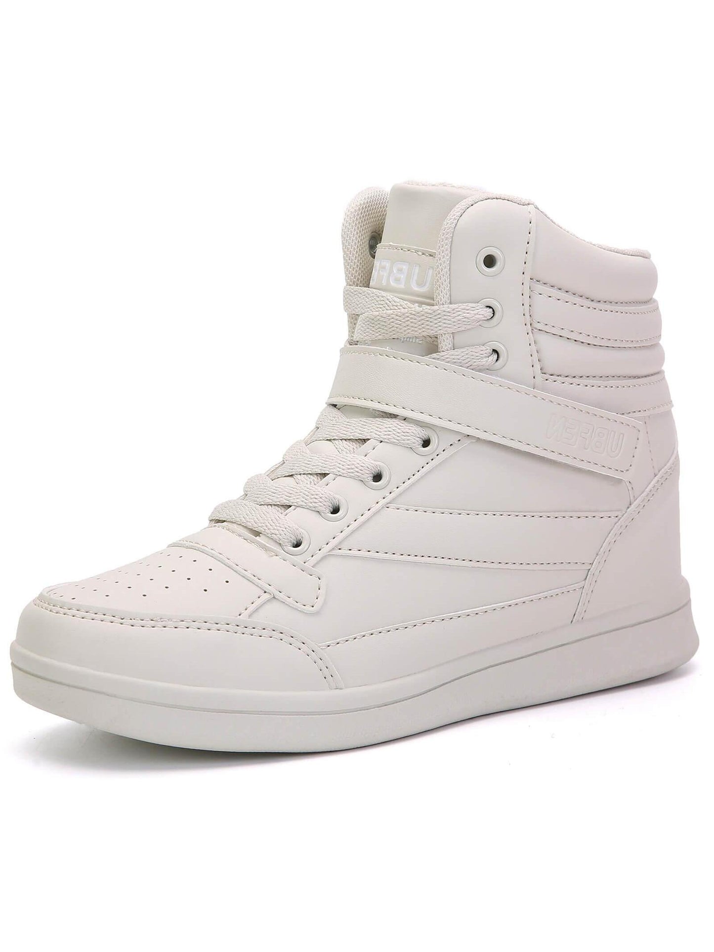 Women's Hidden Wedge Fashion Sneakers with Platform Heel Beige