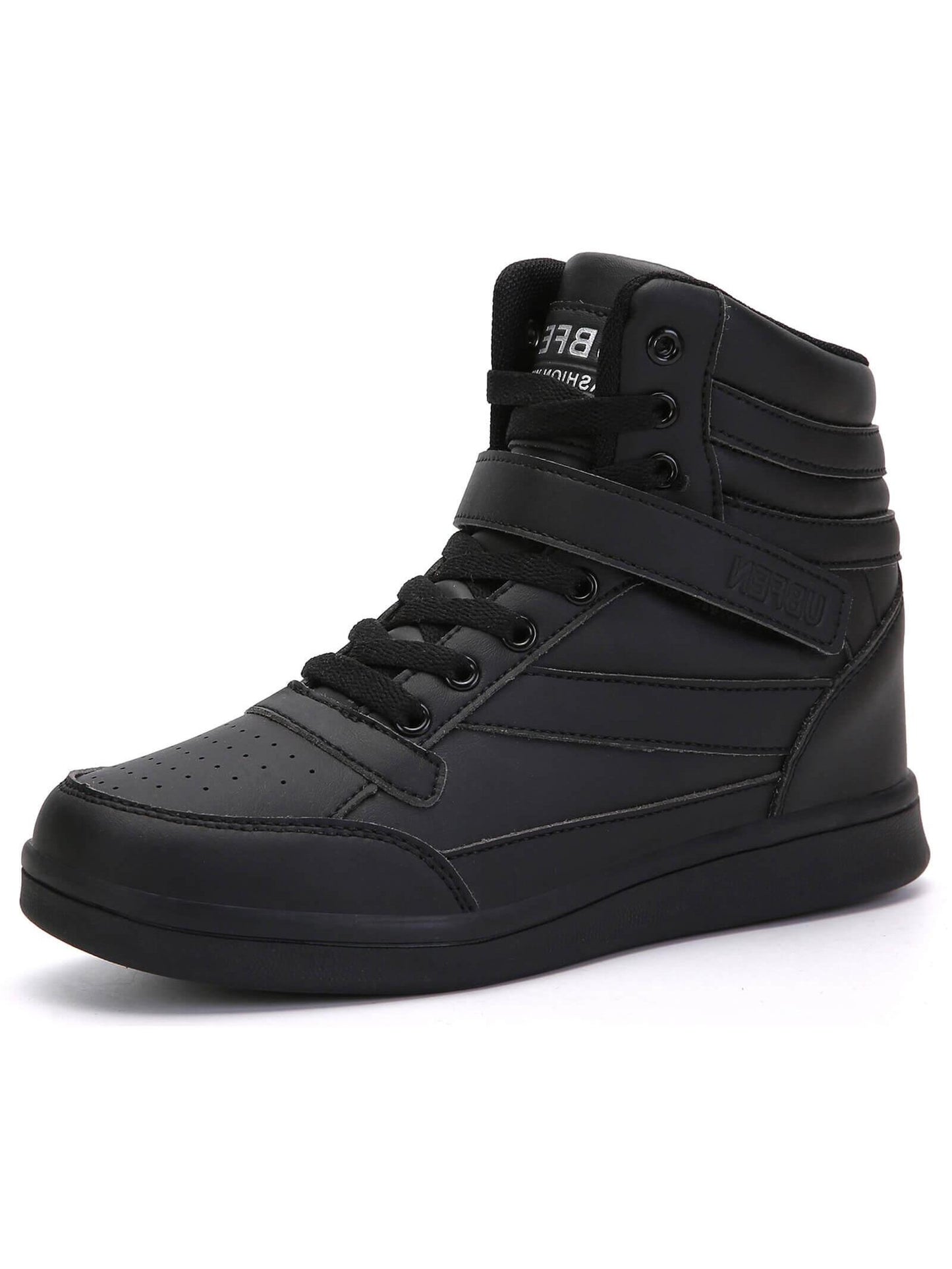 Women's Hidden Wedge Fashion Sneakers with Platform Heel Black