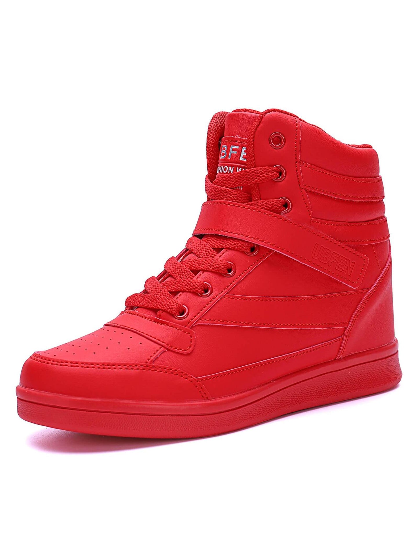 Women's Hidden Wedge Fashion Sneakers with Platform Heel Red