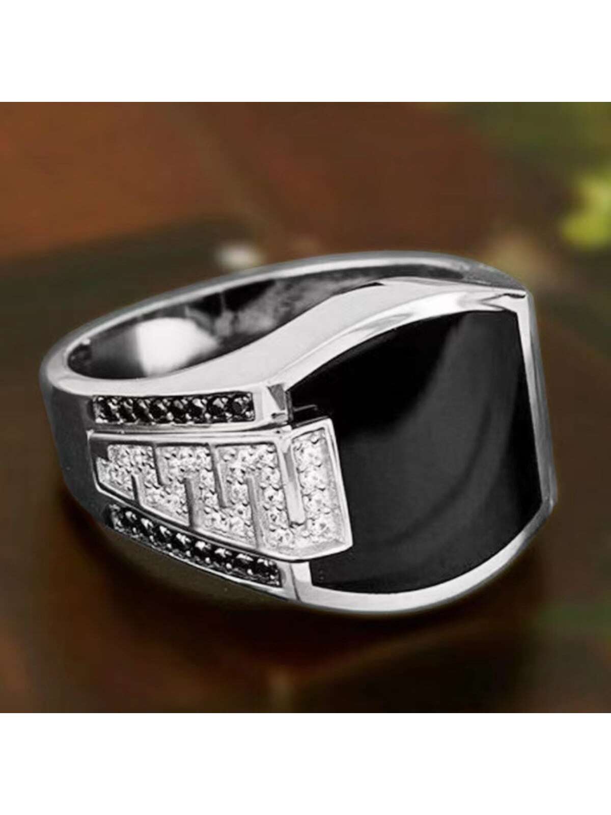 Men's Ring with Inlaid Black Diamonds – Statement Jewelry for Trendsetters Gold / 6 Gold / 7 Gold / 8 Gold / 6-Gold / 7-Gold / 8-Gold / 9-Gold / 10-Gold / 11-Gold / 12-Gold / 13-Silver / 6-Silver / 7-Silver / 8-Silver / 9-Silver / 10-Silver / 11-Silver / 12-Silver / 13-