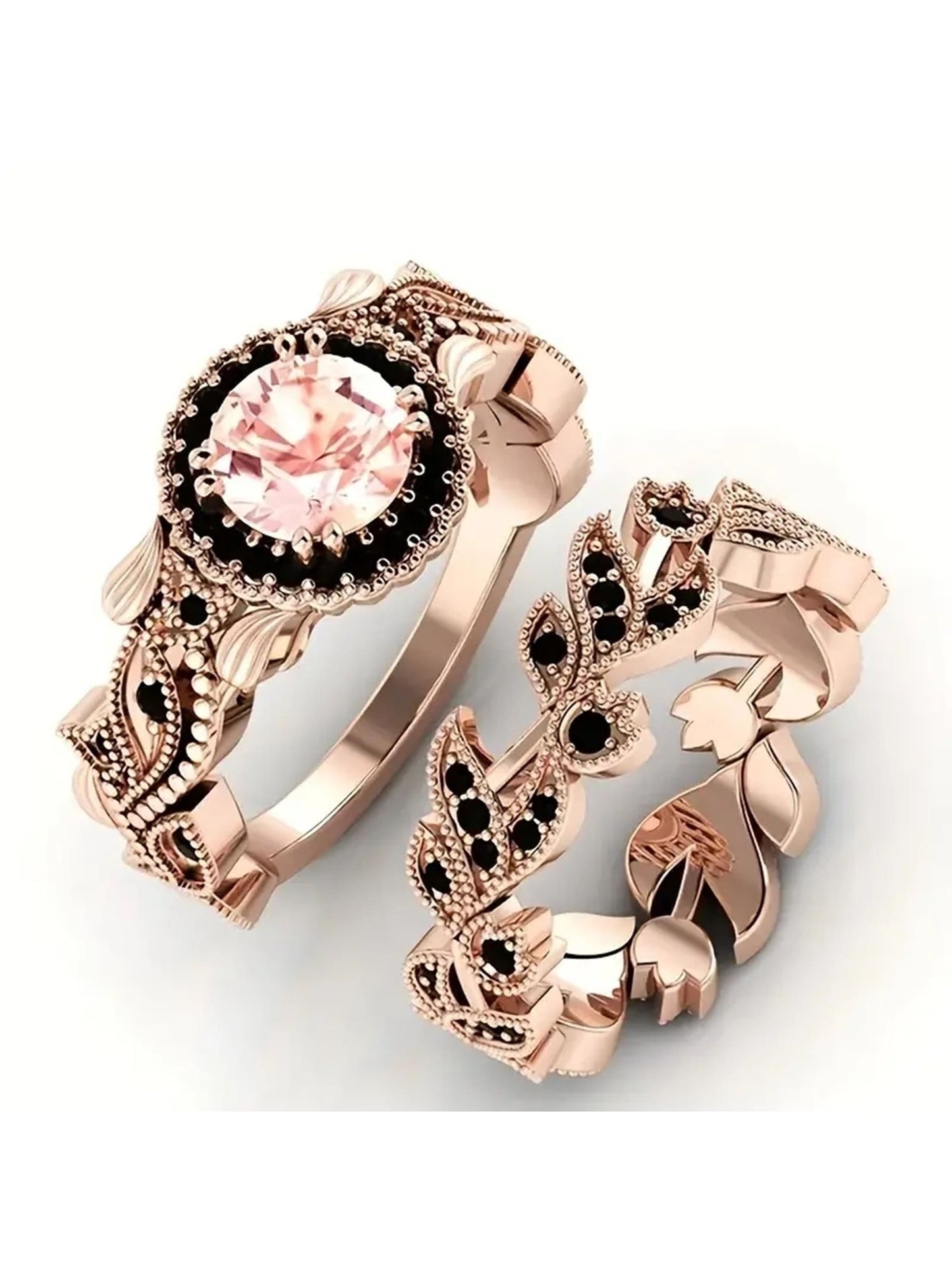 Elegant Floral Design Cubic Zirconia Ring Set - Perfect for Parties and Daily Wear 5 6