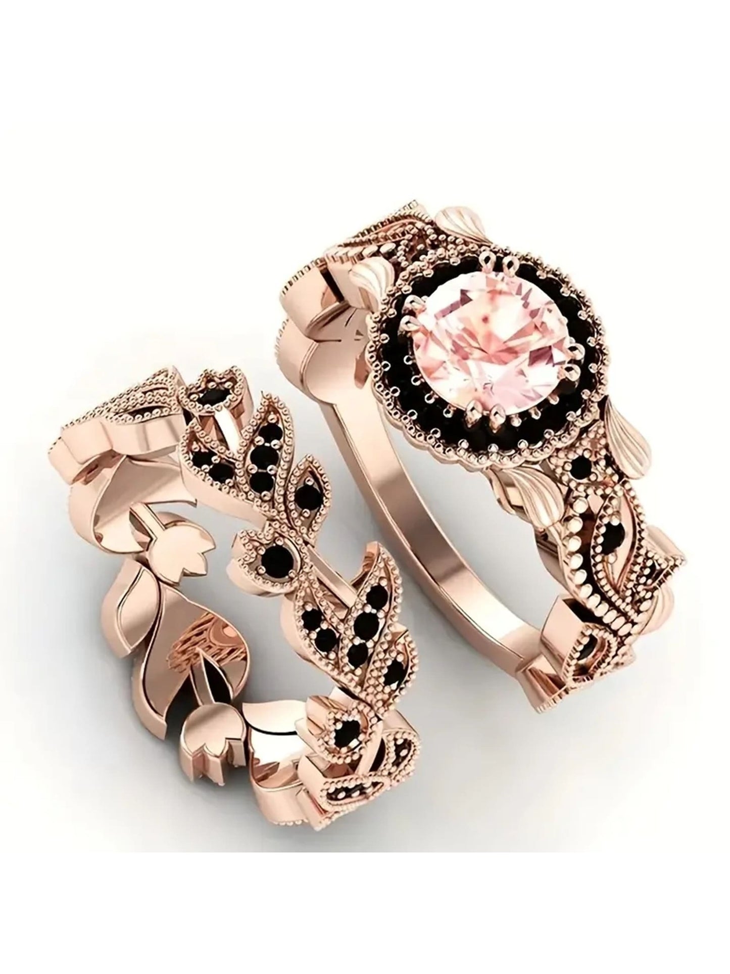 Elegant Floral Design Cubic Zirconia Ring Set - Perfect for Parties and Daily Wear 5 6