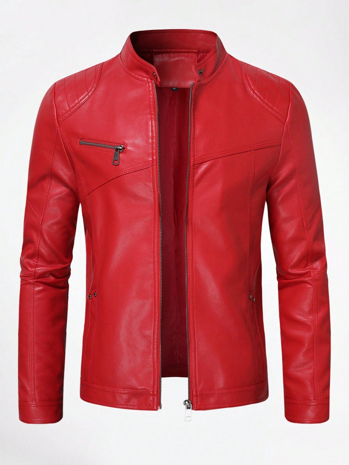 Trendy Men's Cloudstyle Zip-Up Patent Jacket – Bold & Sleek Outerwear
