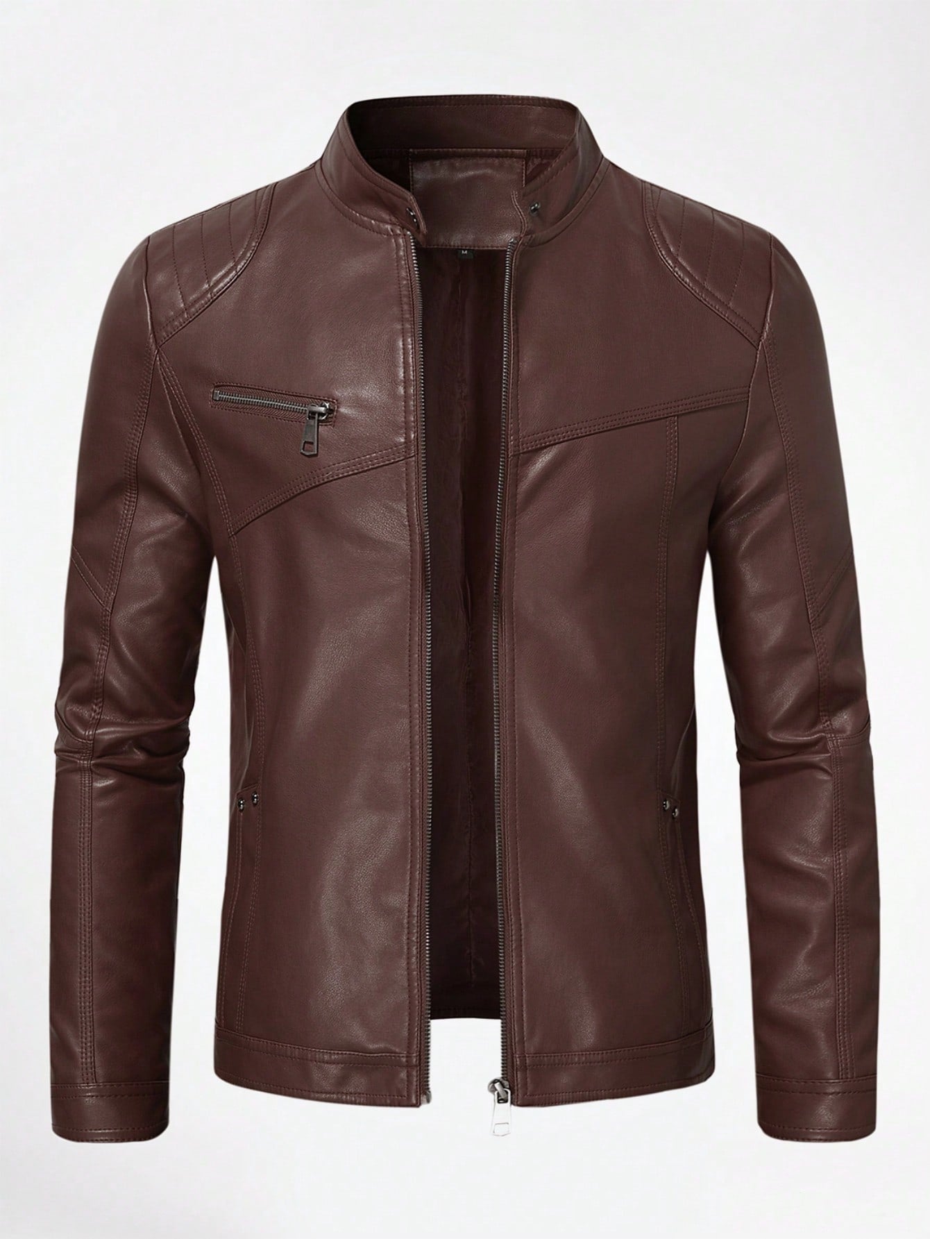 Trendy Men's Cloudstyle Zip-Up Patent Jacket – Bold & Sleek Outerwear