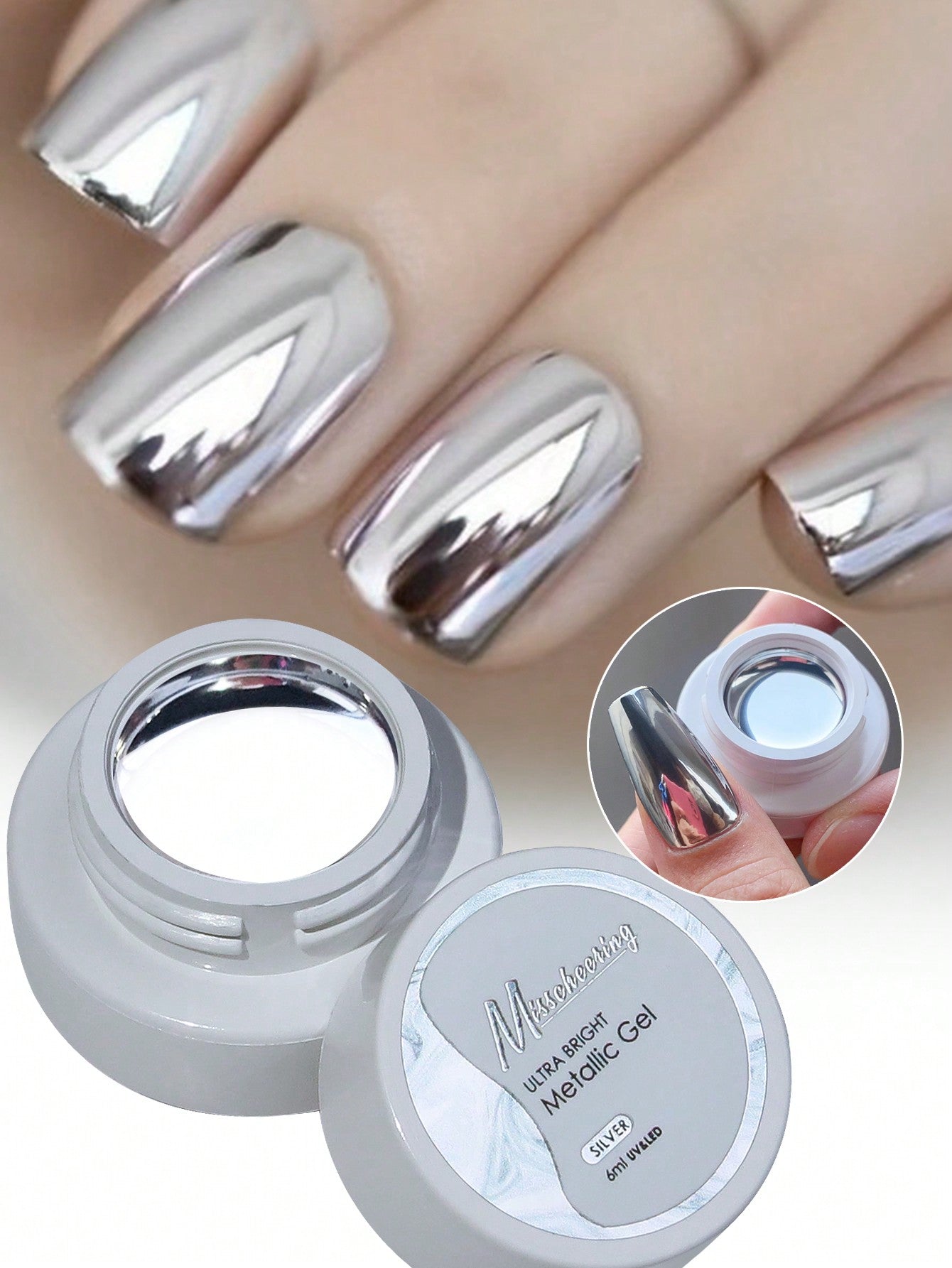 Shimmering Silver Japanese Mirror Metallic Gel Polish for Stunning Nail Art Rusty Rose Silver Rusty Rose-Silver-