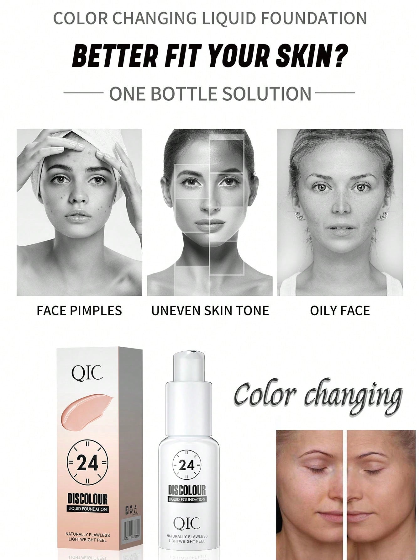 Color-Changing Foundation: Flawless BB Cream for All Skin Tones – Moisturizing and Wrinkle-Hiding Concealer Default Title Default Title-