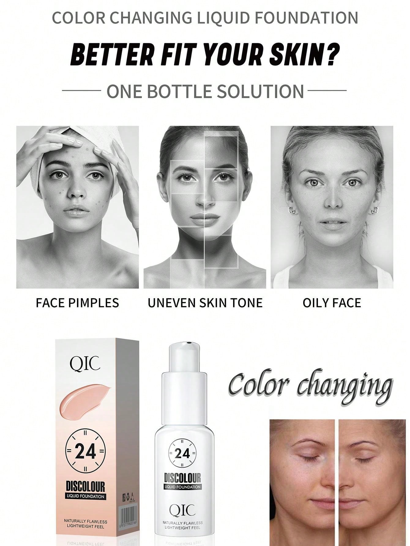 Color-Changing Foundation: Flawless BB Cream for All Skin Tones – Moisturizing and Wrinkle-Hiding Concealer Default Title Default Title-
