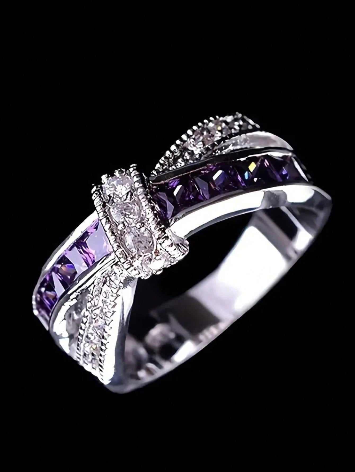 Elegantly Enchanted: Purple Rhinestone Bow Ring - A Touch of Luxury for Every Occasion 10