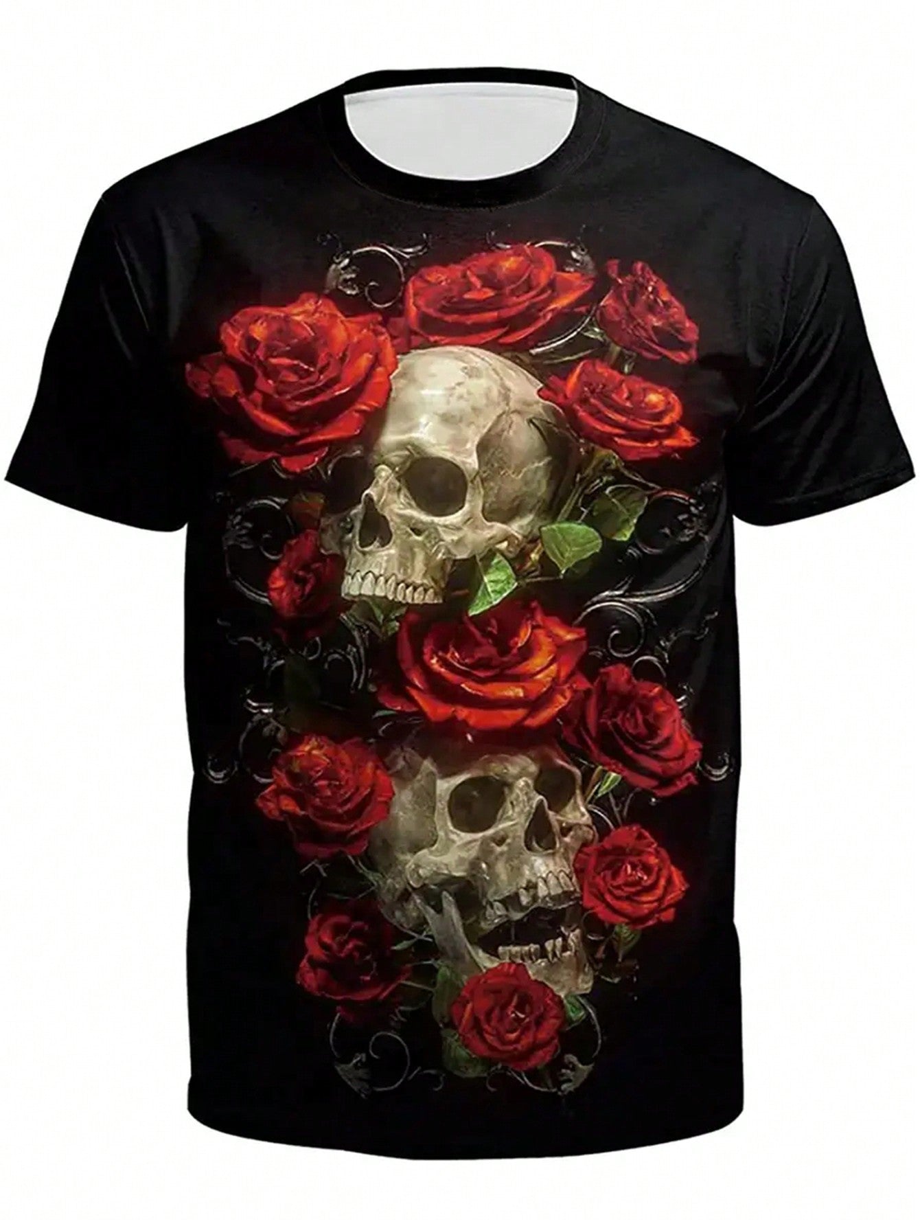 Men's Plus Size Floral Skull Print T-Shirt - Trendy Urban Style 1XL 2XL 3XL 1XL-2XL-3XL-4XL-5XL-6XL-