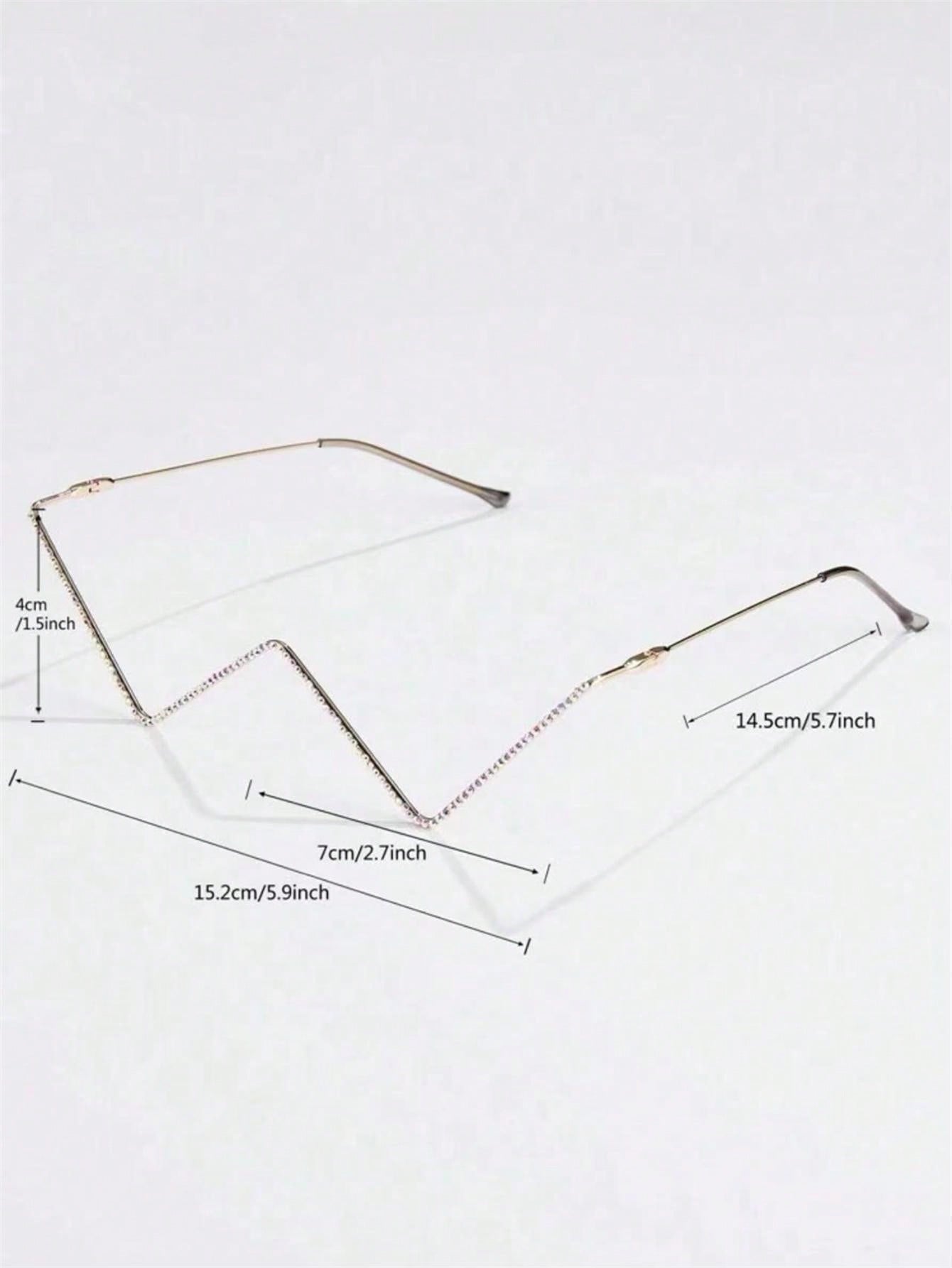 Chic Rhinestone-Embellished W-Shaped Eyeglass Frame