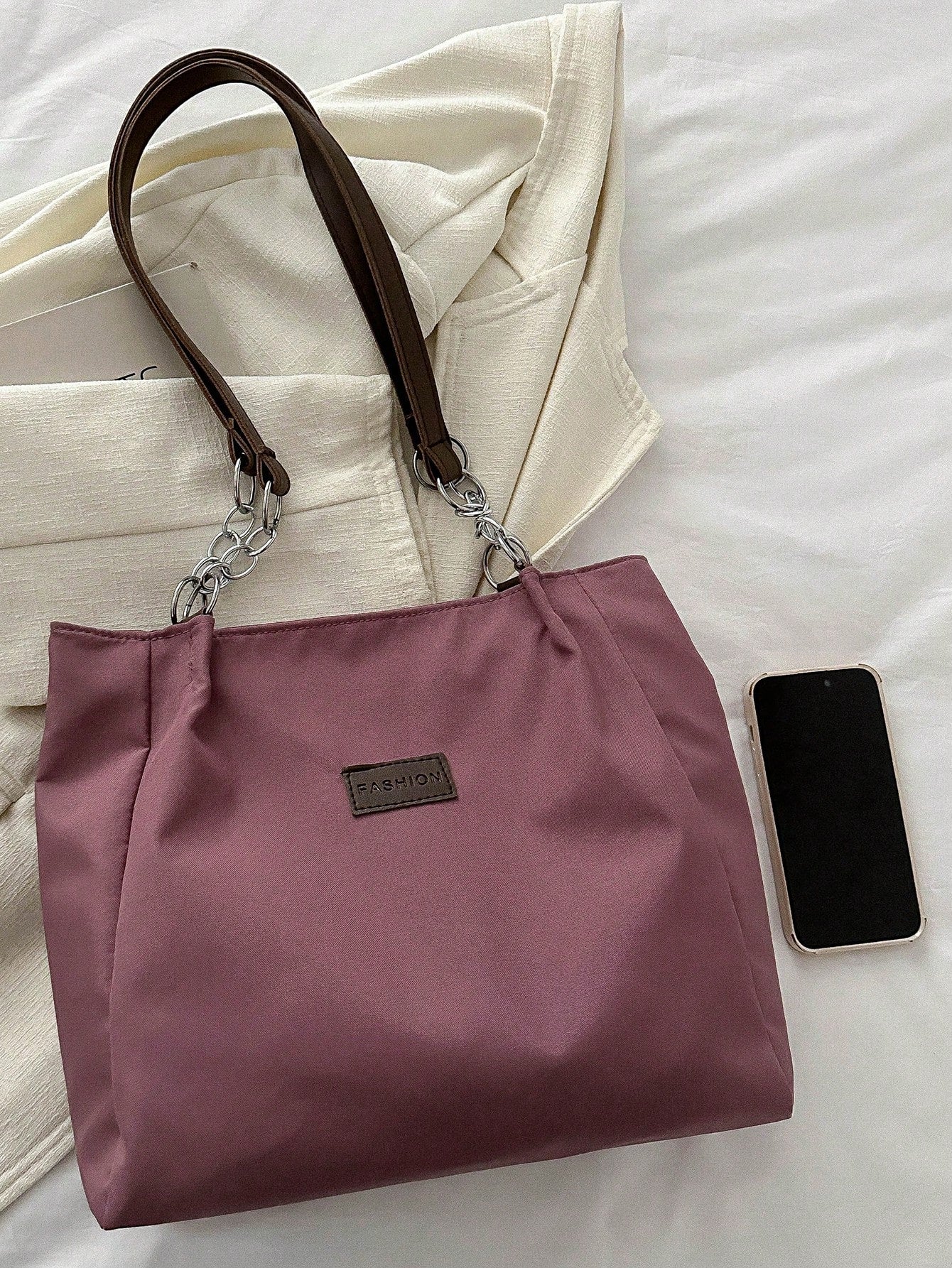 Stylish & Spacious Women's Tote Bag - Perfect for School, Work, and Everyday Adventures! Black / one-size Dusty Pink / one-size Black / one-size-Dusty Pink / one-size-