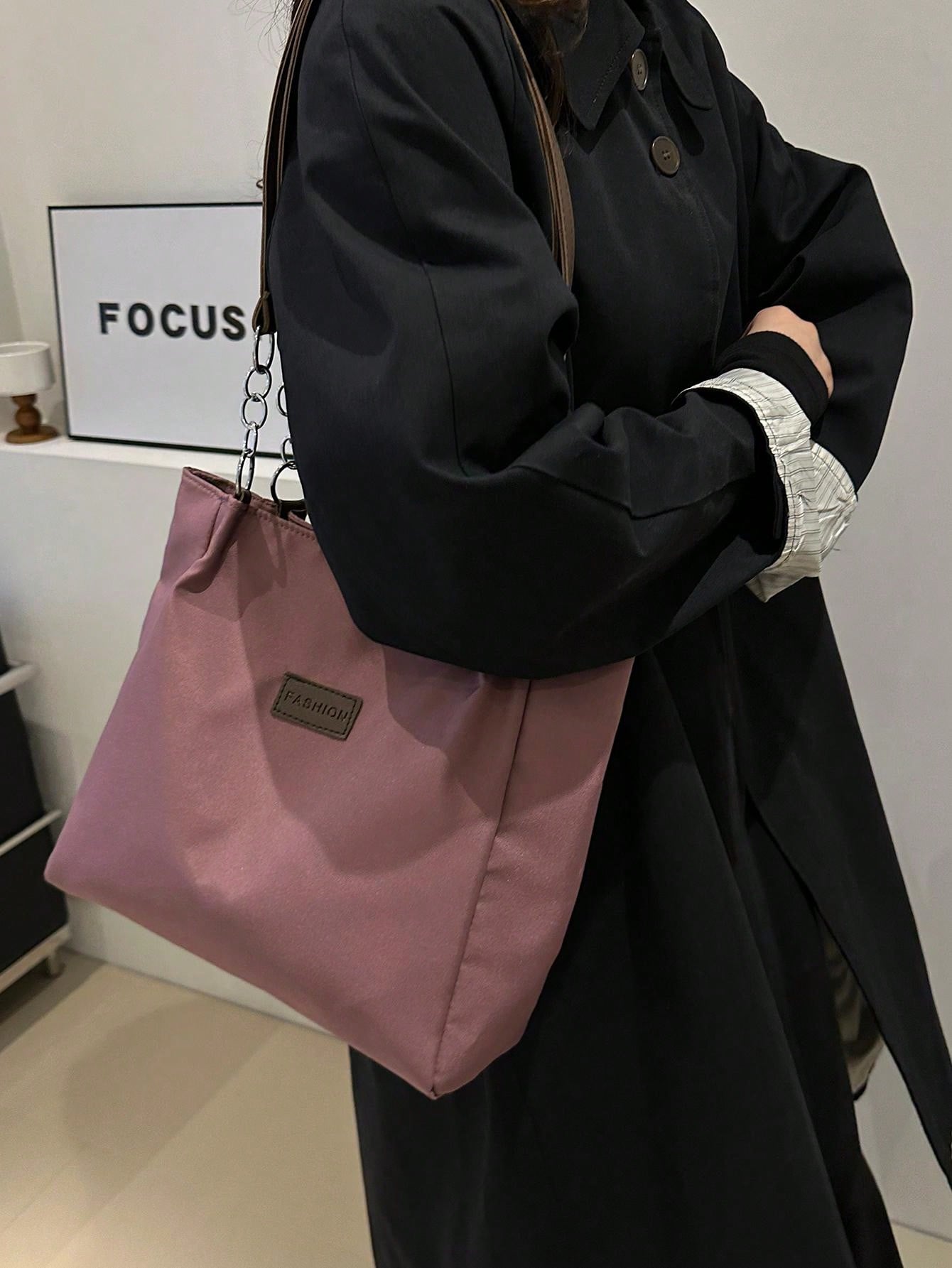 Stylish & Spacious Women's Tote Bag - Perfect for School, Work, and Everyday Adventures! Black / one-size Dusty Pink / one-size Black / one-size-Dusty Pink / one-size-