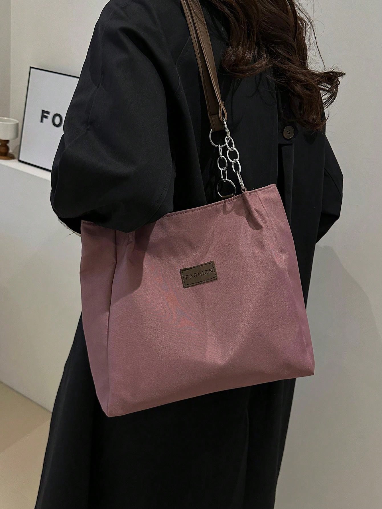 Stylish & Spacious Women's Tote Bag - Perfect for School, Work, and Everyday Adventures! Black / one-size Dusty Pink / one-size Black / one-size-Dusty Pink / one-size-