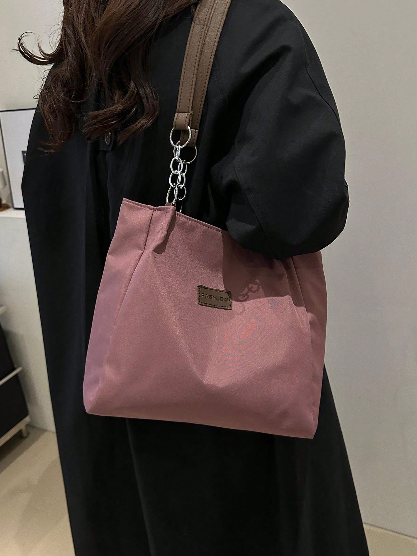 Stylish & Spacious Women's Tote Bag - Perfect for School, Work, and Everyday Adventures! Black / one-size Dusty Pink / one-size Black / one-size-Dusty Pink / one-size-
