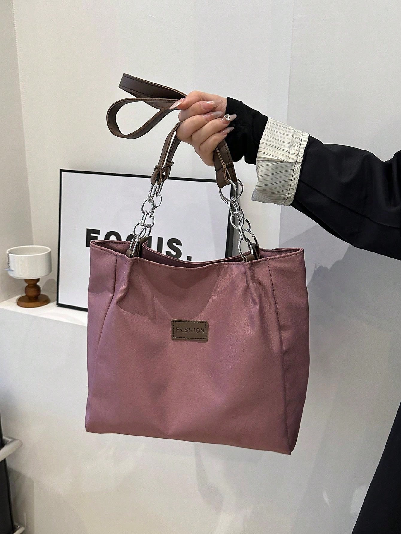 Stylish & Spacious Women's Tote Bag - Perfect for School, Work, and Everyday Adventures! Black / one-size Dusty Pink / one-size Black / one-size-Dusty Pink / one-size-