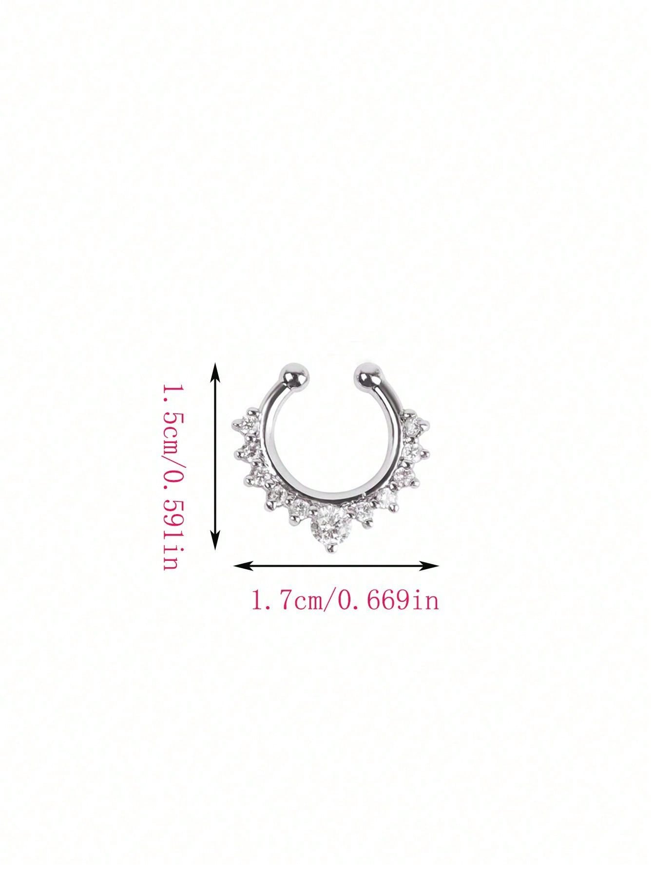 Sparkling Alloy Rhinestone Non-Piercing Nose Clip – Elegant Accessory for Effortless Style! one-size Black