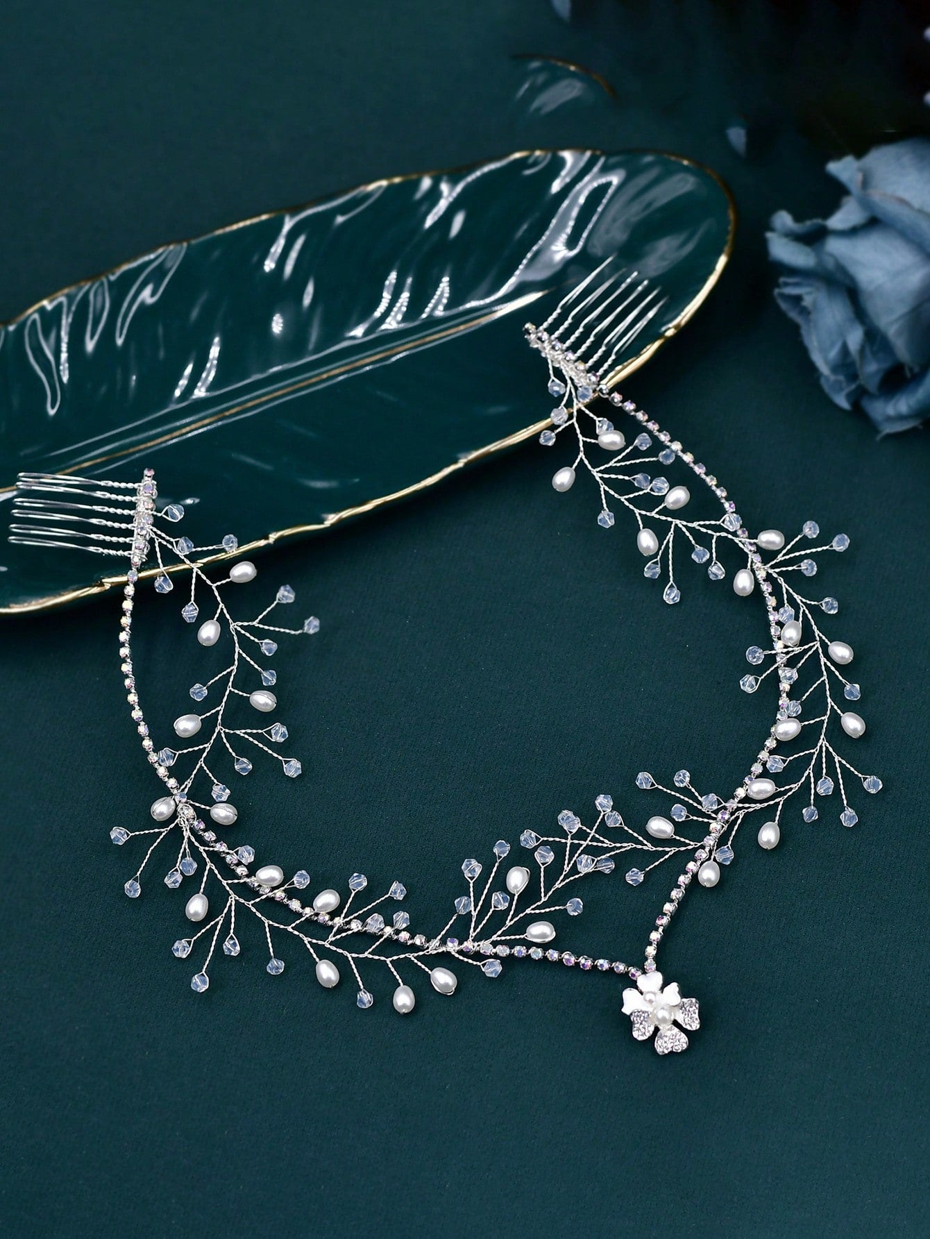 Elegant Crystal Rhinestone Bridal Forehead band one-size one-size-