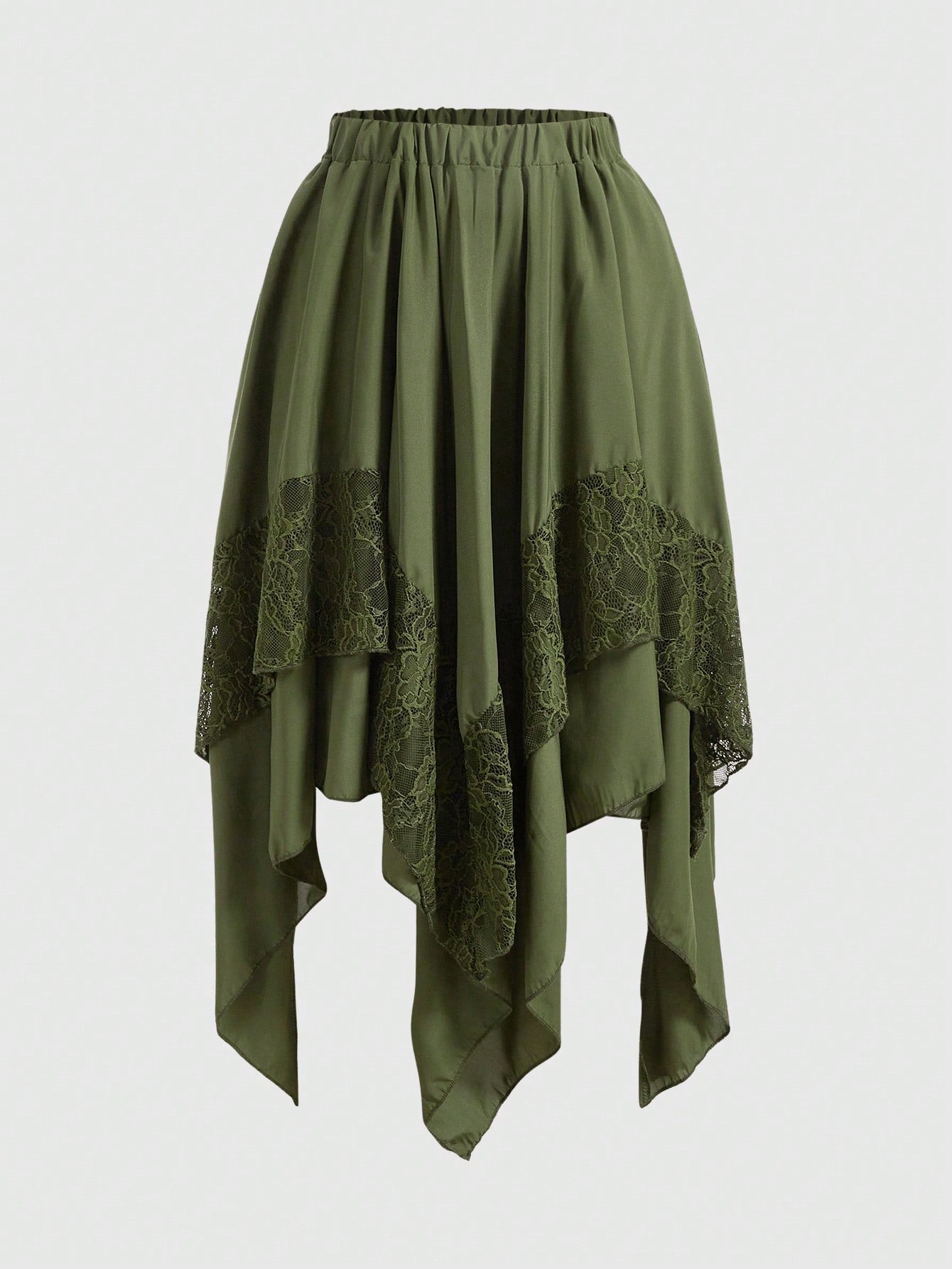 Goth Asymmetrical Lace Midi Skirt - High-Waisted Elegance for Halloween & Everyday Style Beige / XS Beige / S