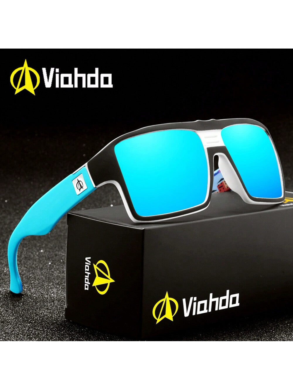 VIAHDA Squared Polarized Fashion Sunglasses – Trendy Outdoor Shades for Men C1 C2