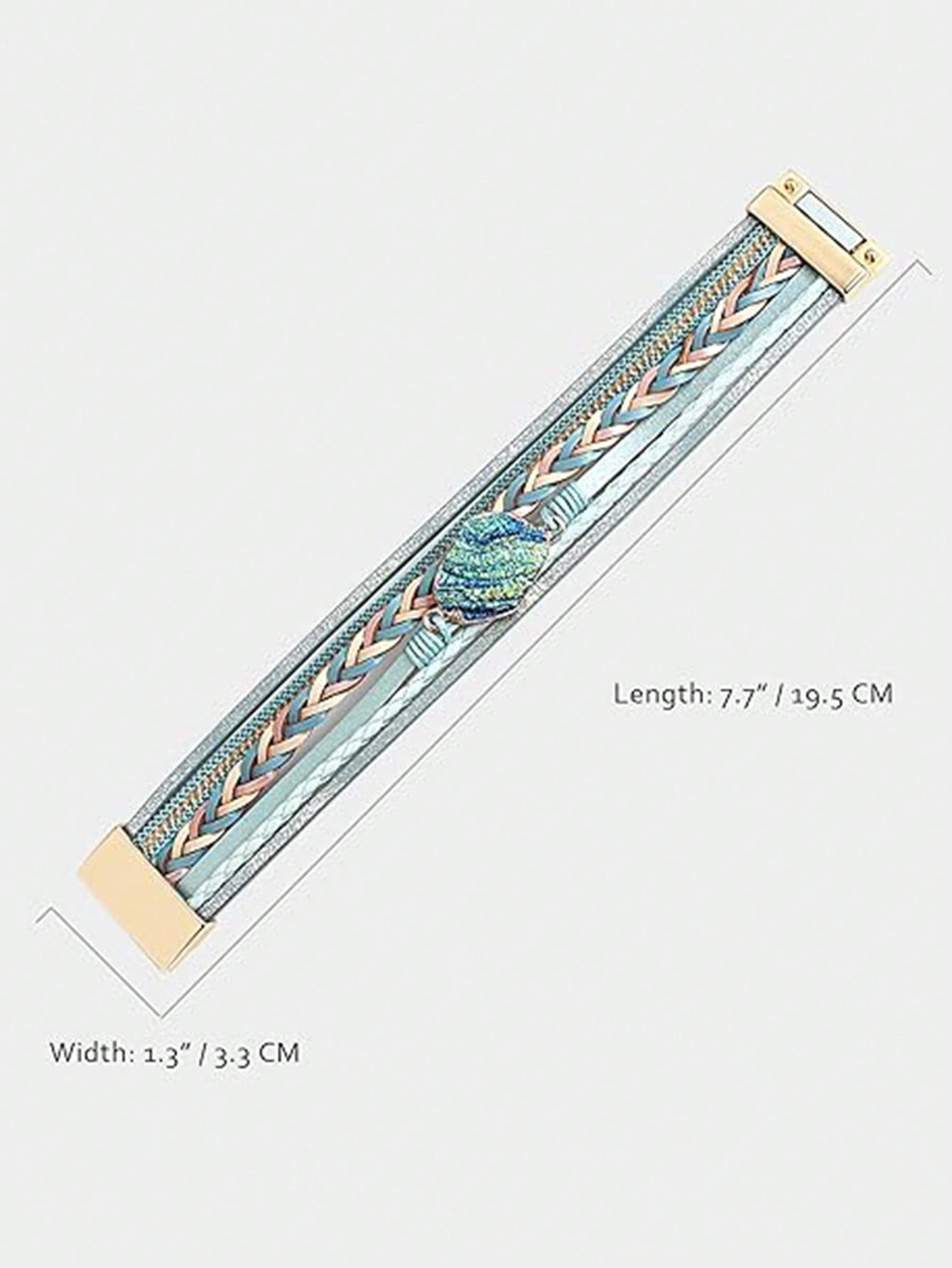 Teal Boho Stone Charm Leather Wrap Bracelet for Women and Girls Mint Green / one-size Mint Green / one-size-