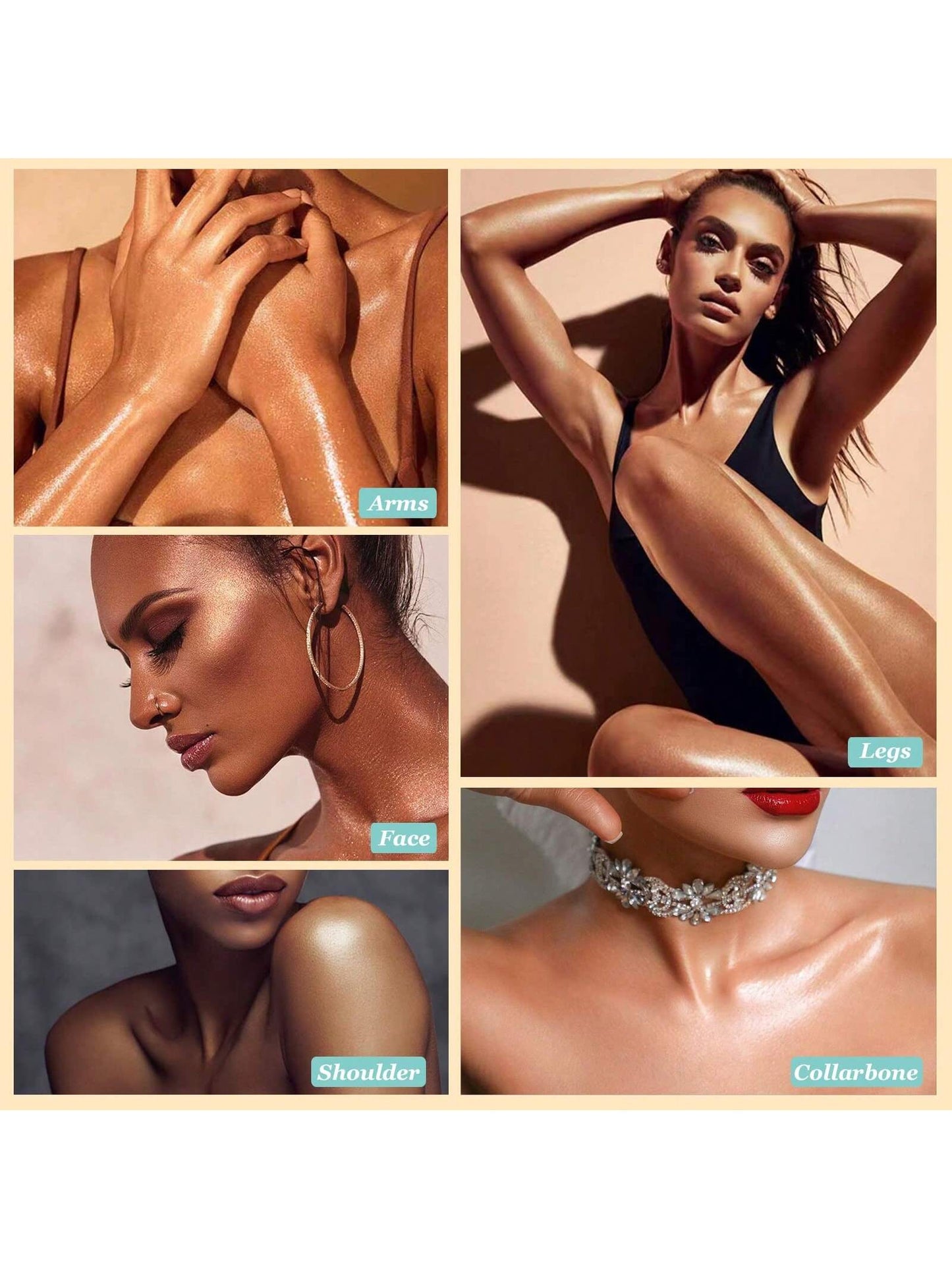 Radiant Glow Waterproof Body Shimmer Oil - Long-Lasting Bronze Illuminator with Makeup Brush